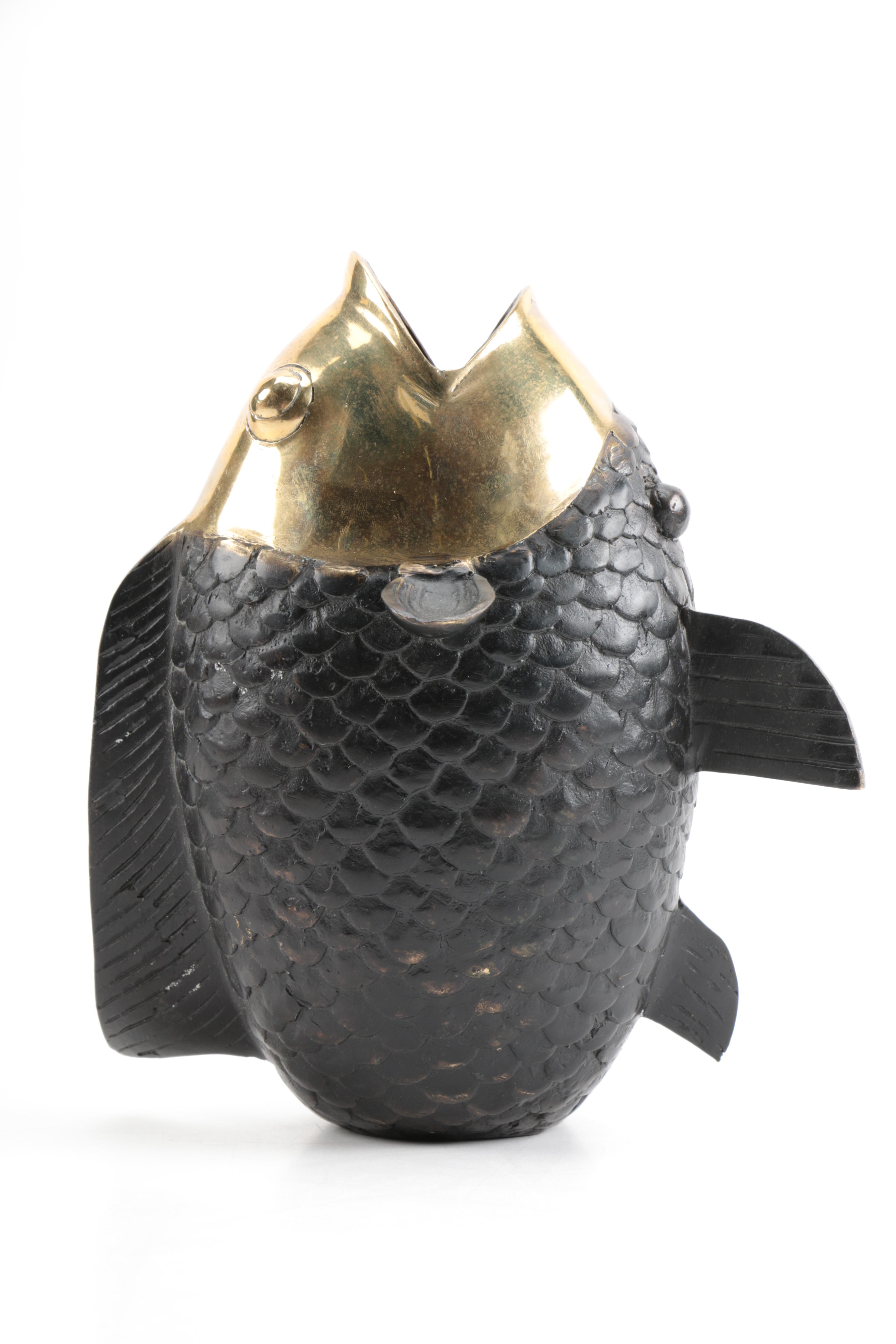 Bronze and Black Fish Vase