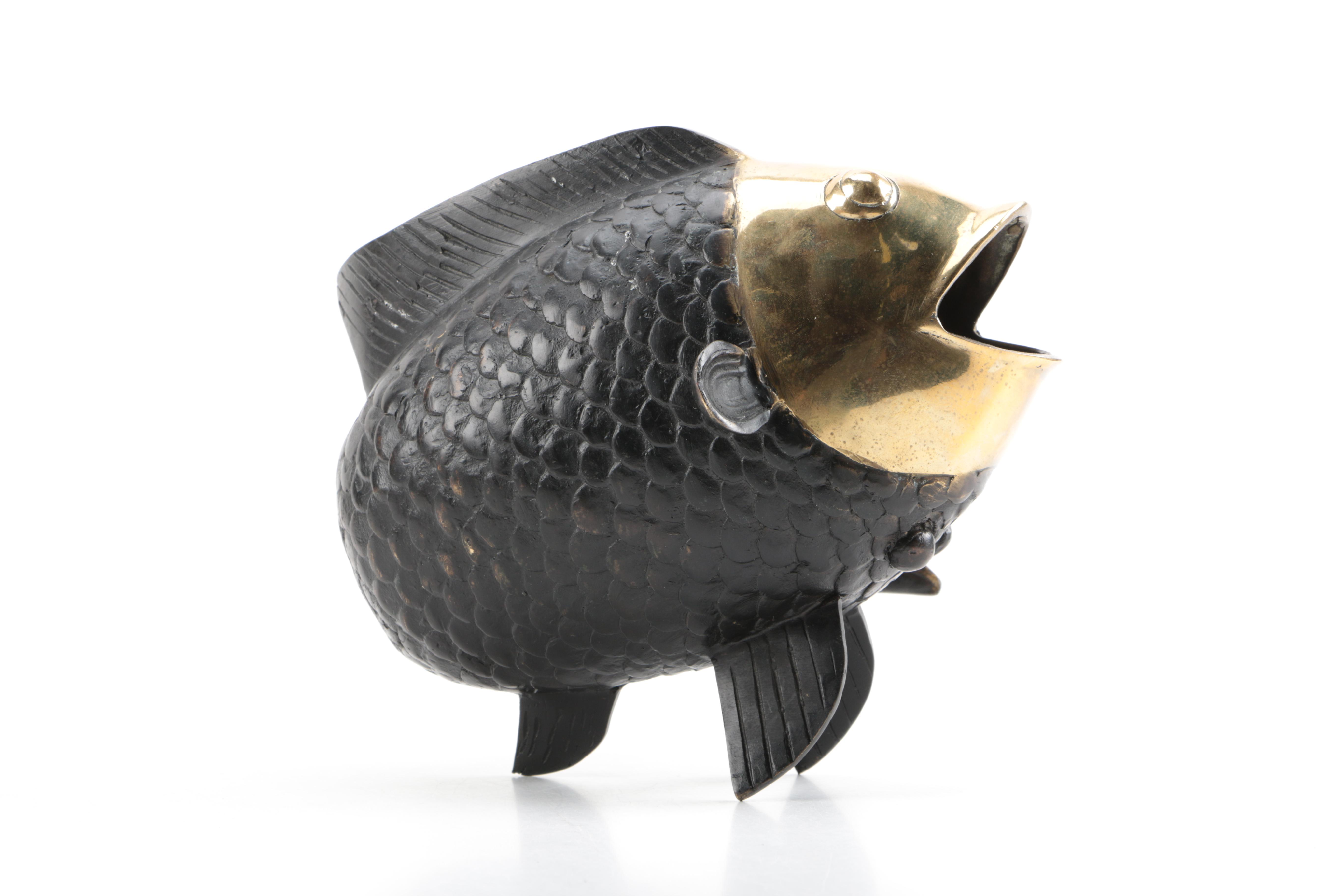 Bronze and Black Fish Vase