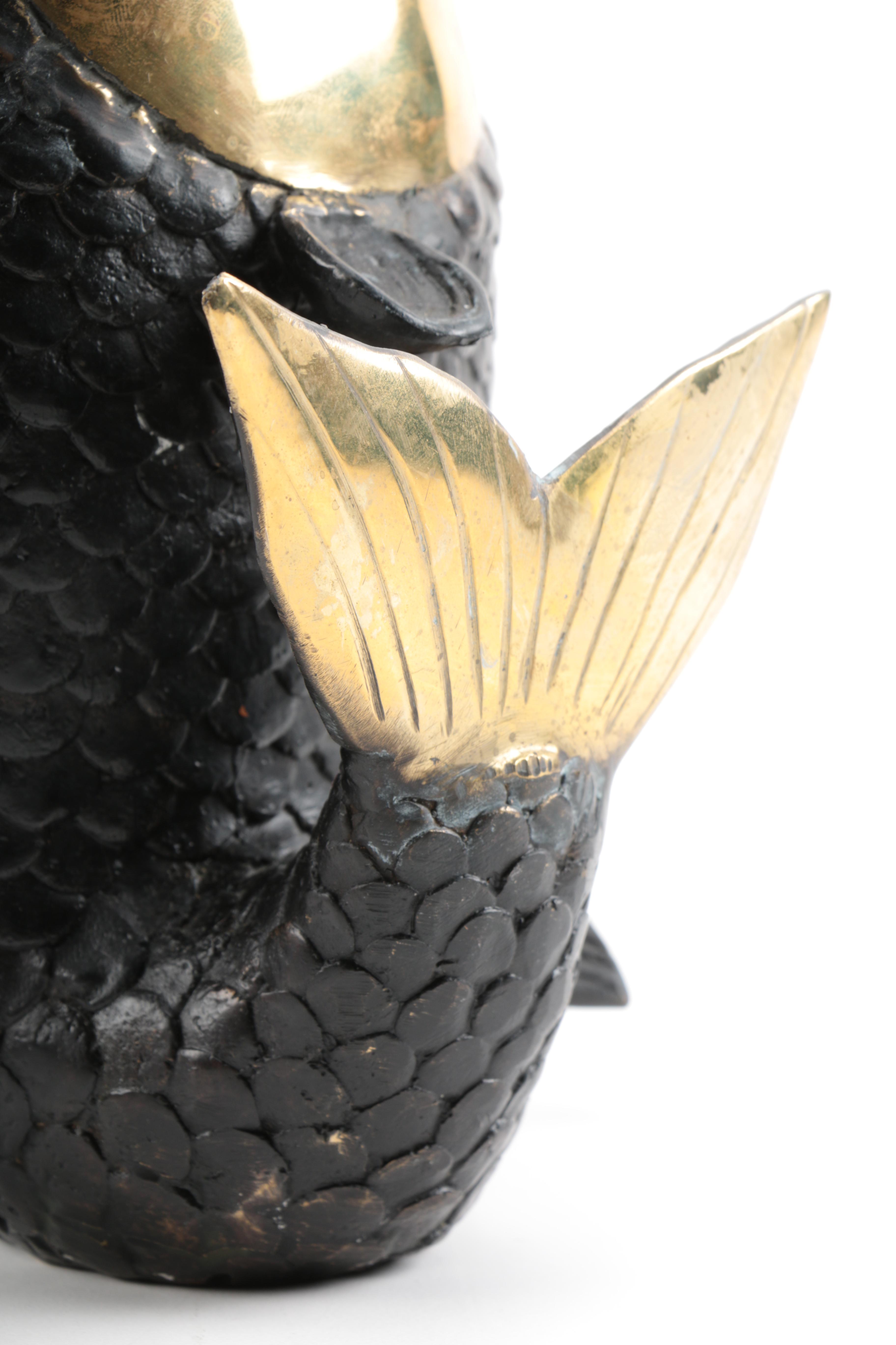 Bronze and Black Fish Vase