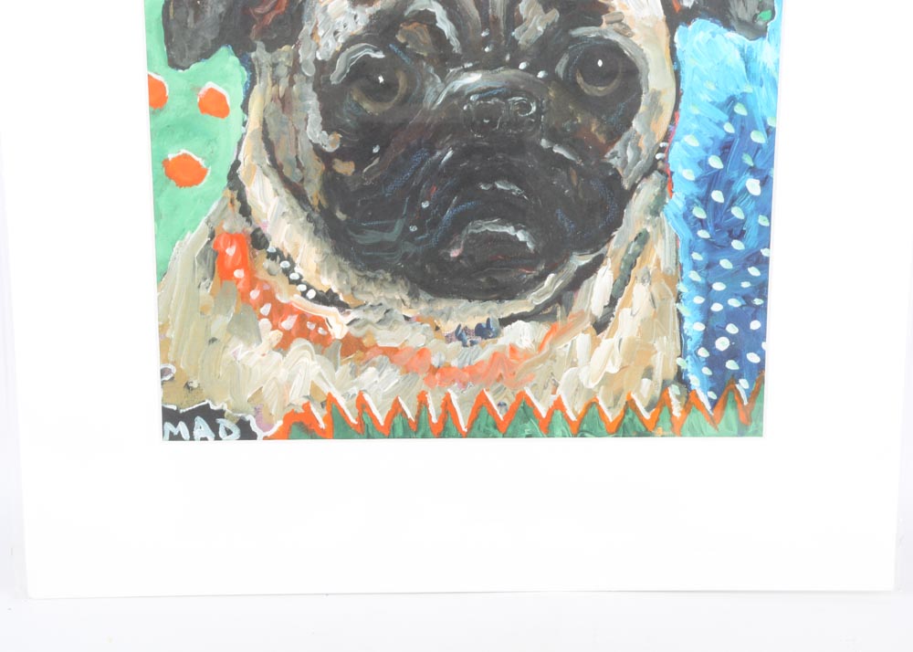 Mark Durham "Mad Pug" Offset Lithograph on Paper