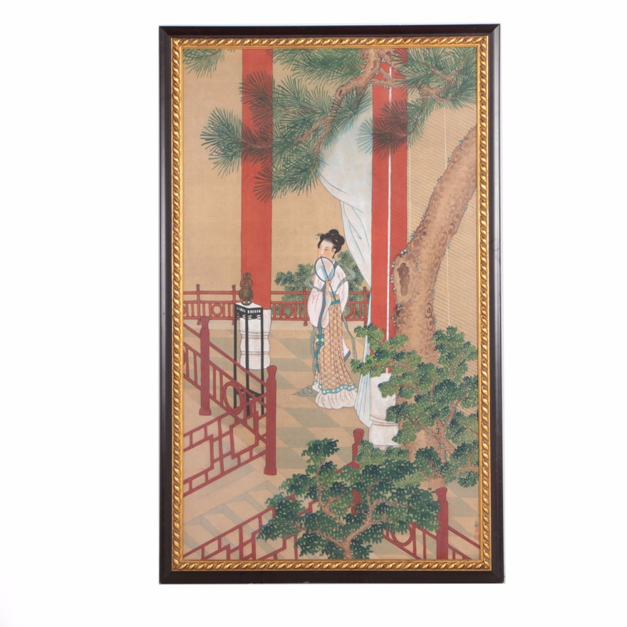 Chinese Gouache and Watercolor Painting on Silk