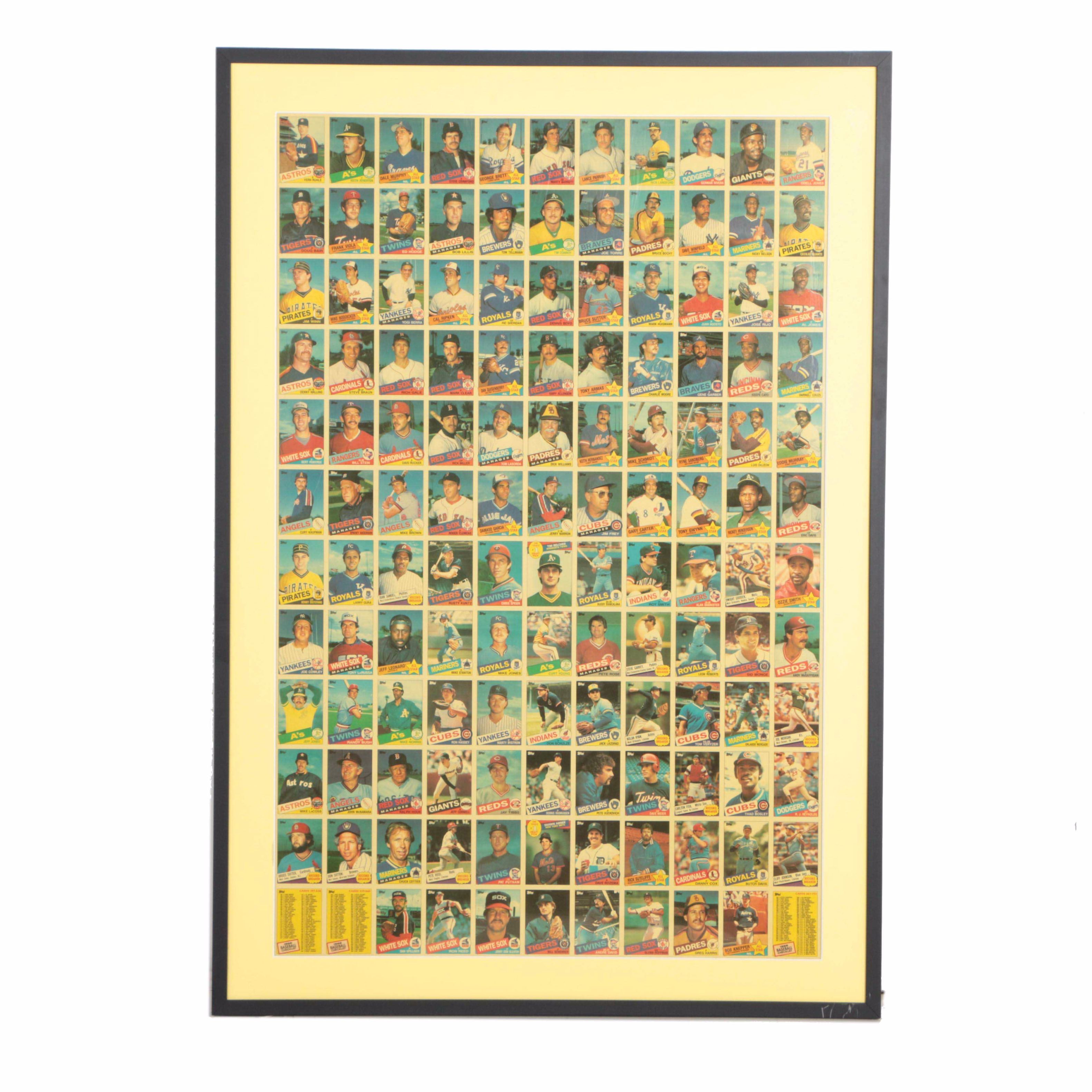 Uncut Sheet of Topps Baseball Cards from 1985 Set