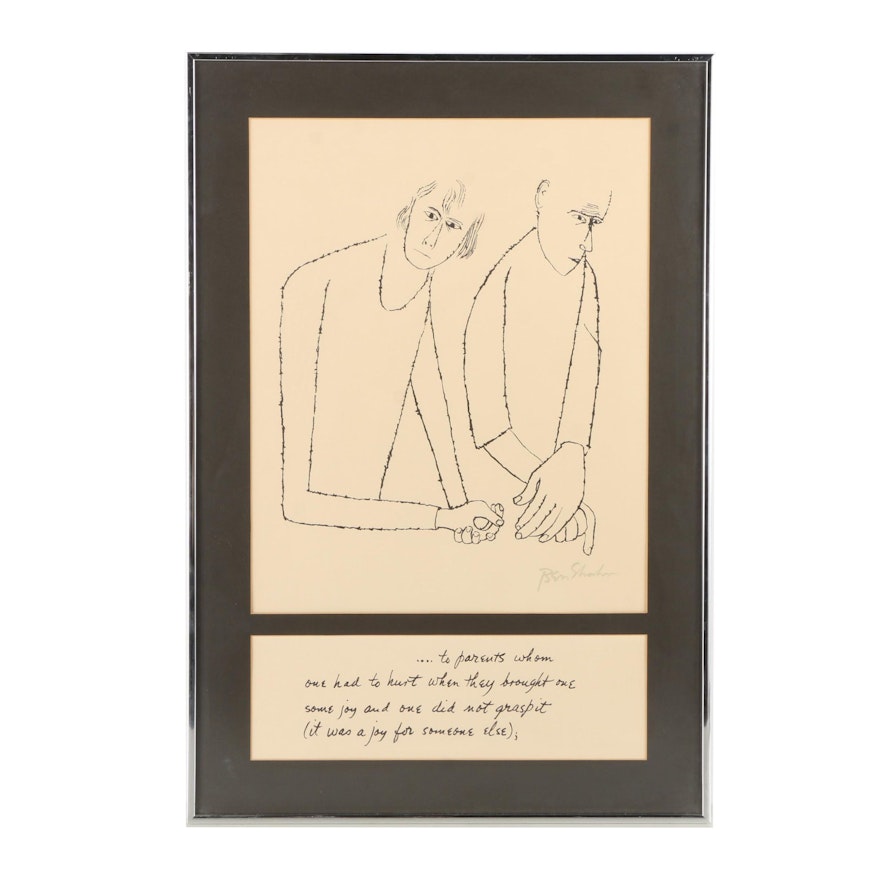 After Ben Shahn Lithograph "To Parents One Had to Hurt"
