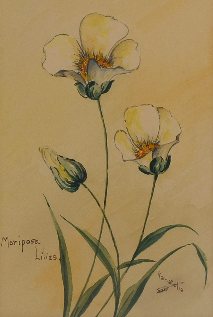 Pair of Kahatcha Original Floral Watercolor Paintings