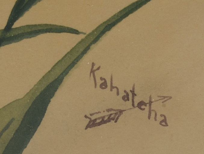 Pair of Kahatcha Original Floral Watercolor Paintings