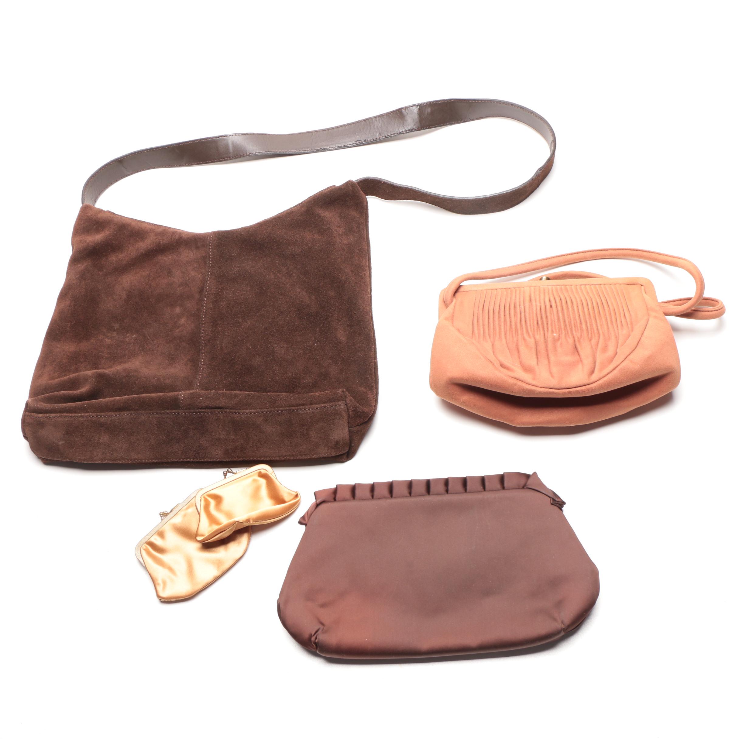 Assortment of Handbags Including Split Calfskin Leather Bag