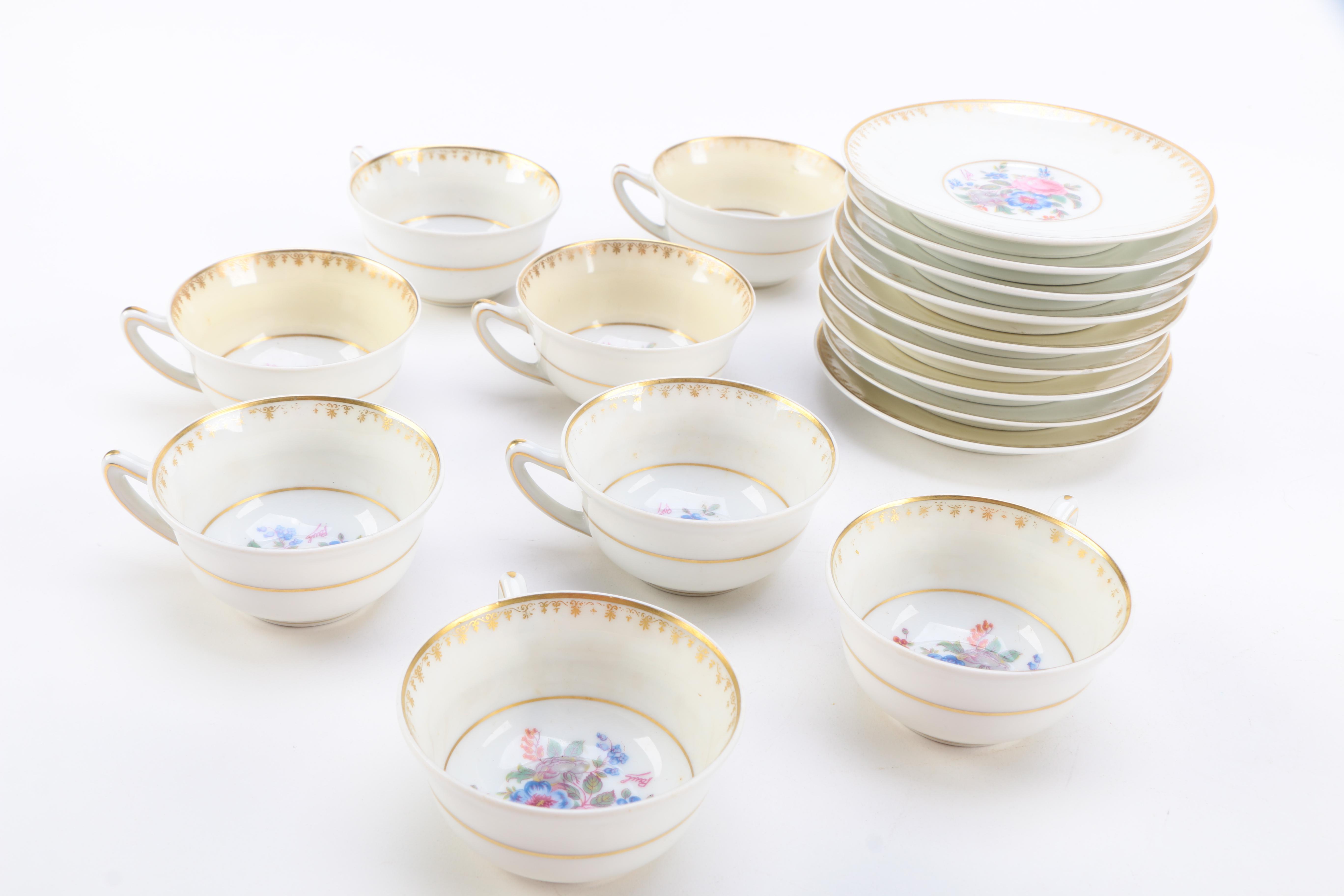 Charles Field Haviland Porcelain Teacups and Saucers