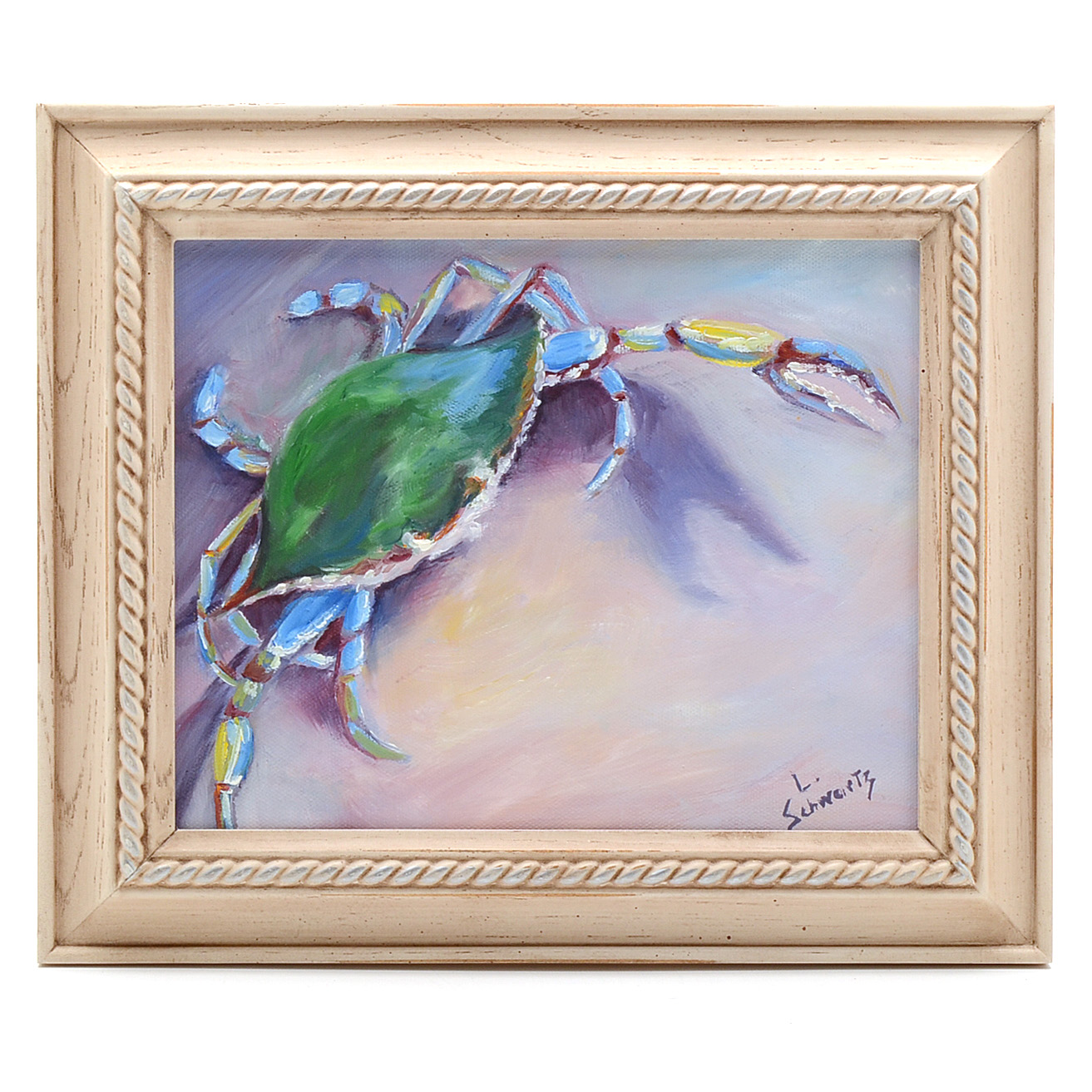 L. Schwartz Original Contemporary Oil Crab Painting on Canvas