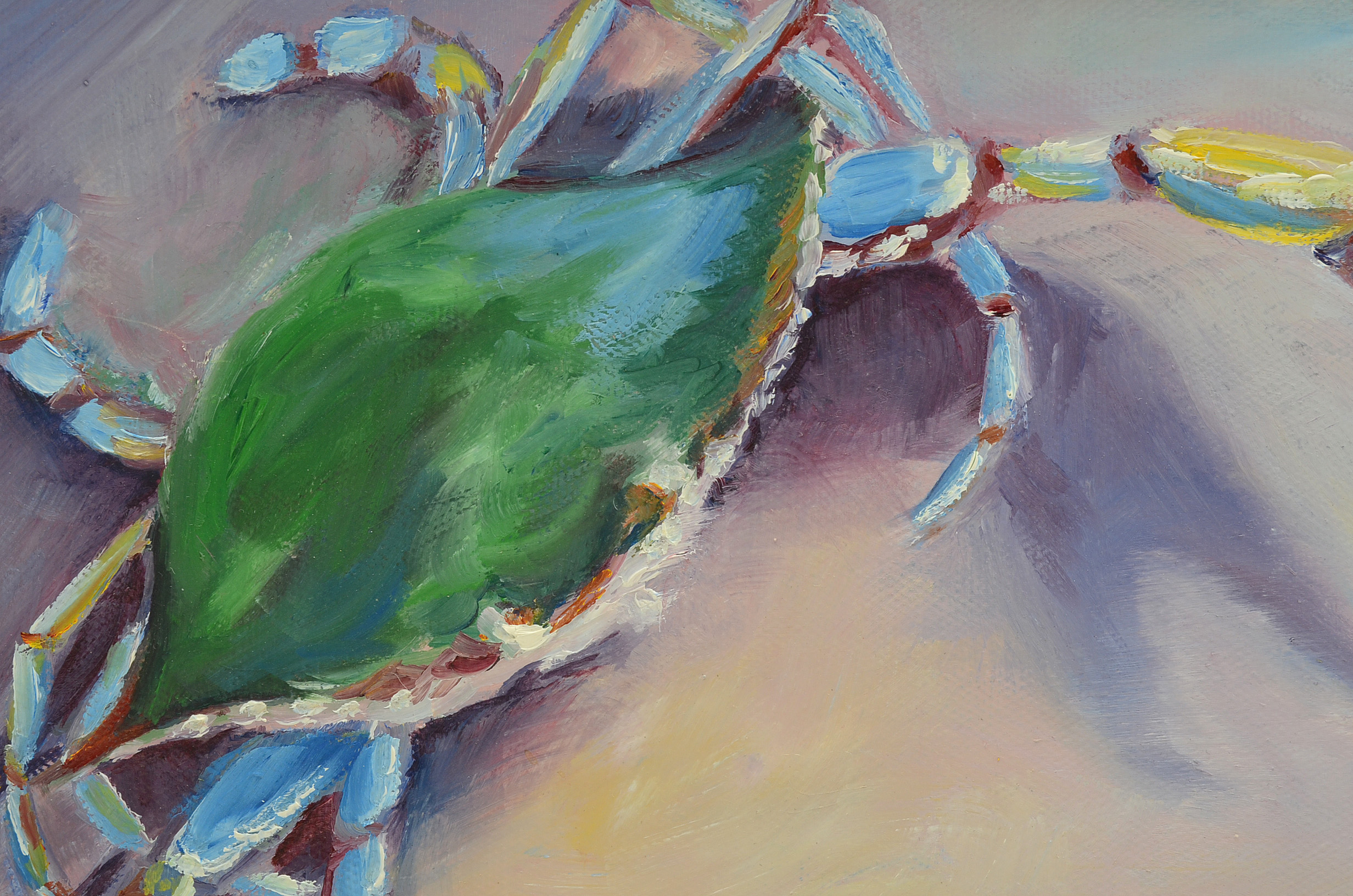 L. Schwartz Original Contemporary Oil Crab Painting on Canvas