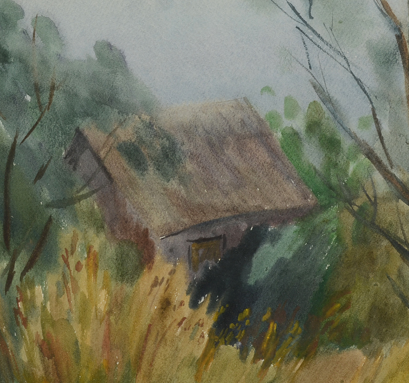 Original 1992 Rural Watercolor Landscape