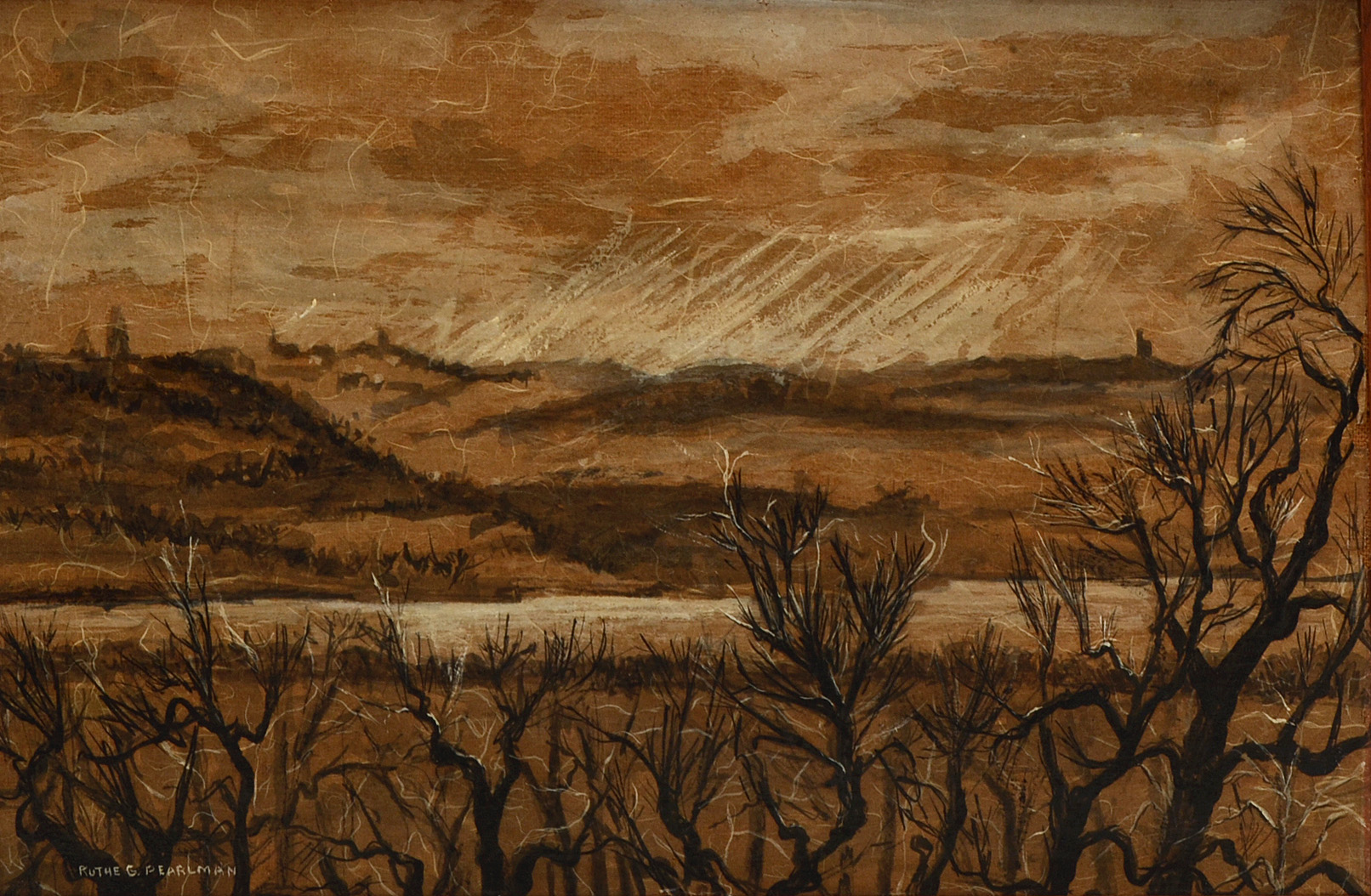 Ruthe G. Pearlman Original Gouache Painting on Board