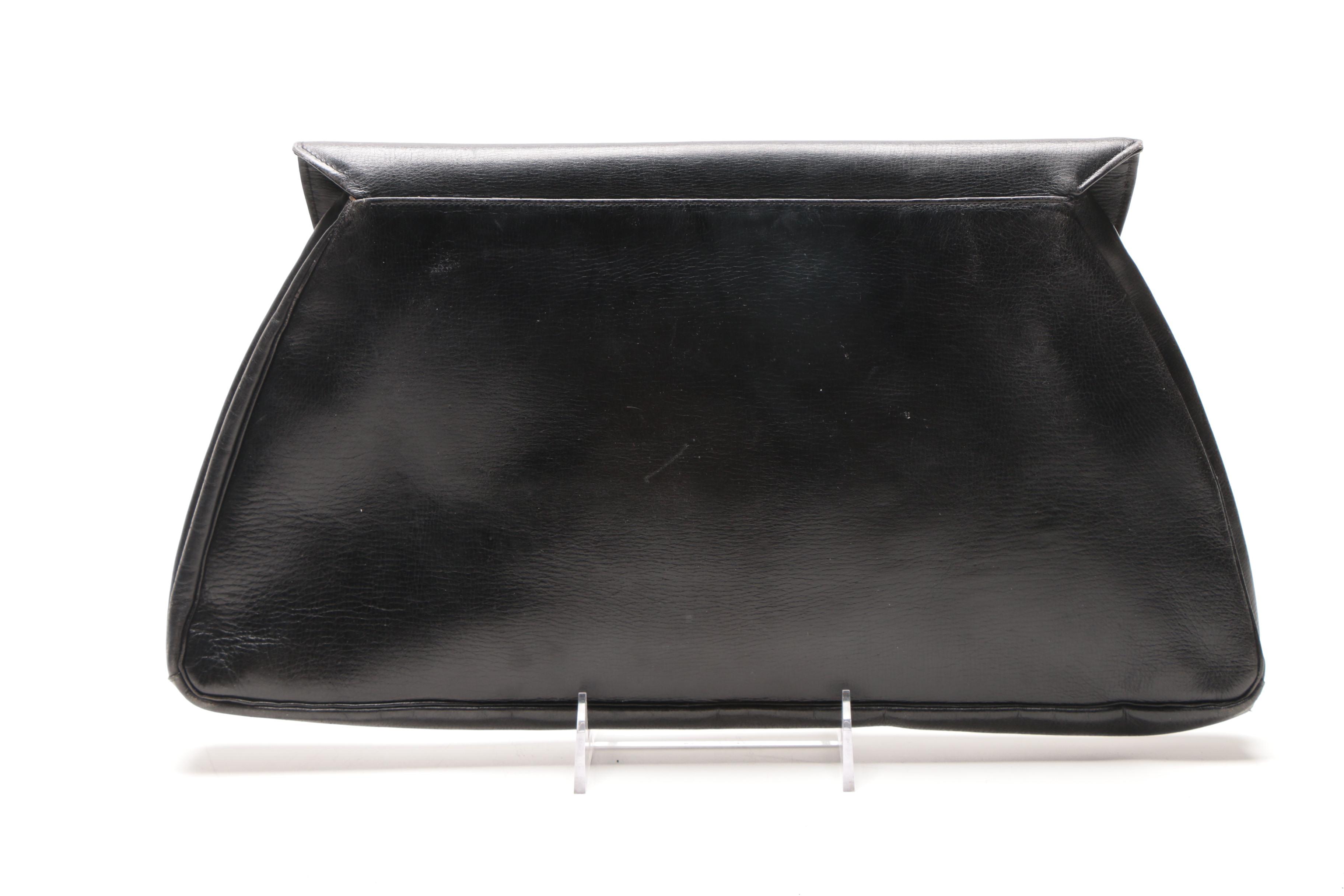 1940's Black Leather Clutch and Carlo Falchi Handbag