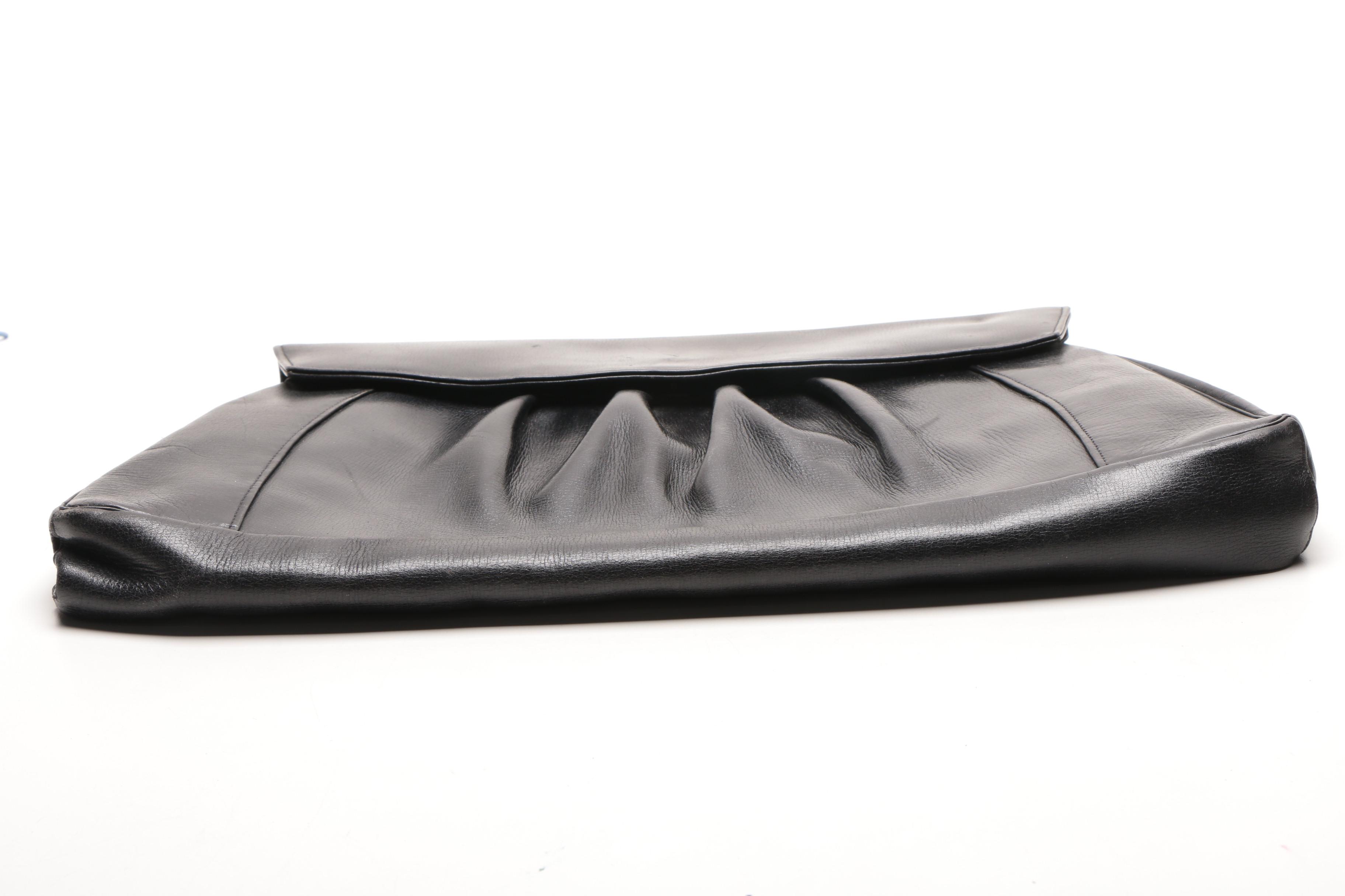 1940's Black Leather Clutch and Carlo Falchi Handbag