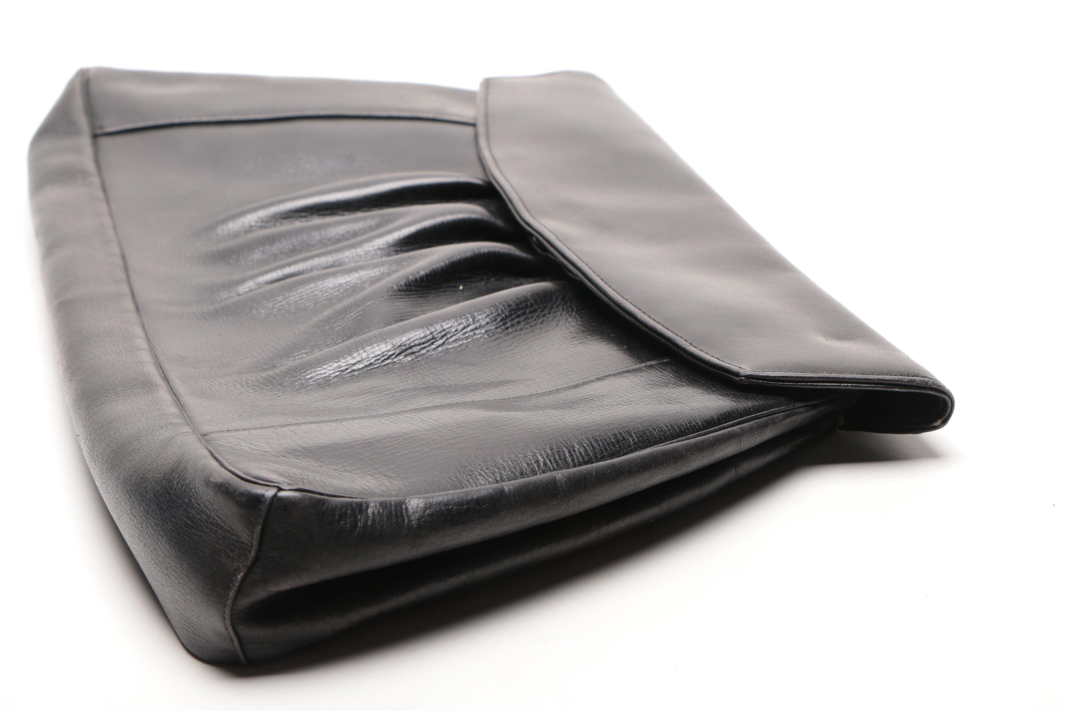 1940's Black Leather Clutch and Carlo Falchi Handbag
