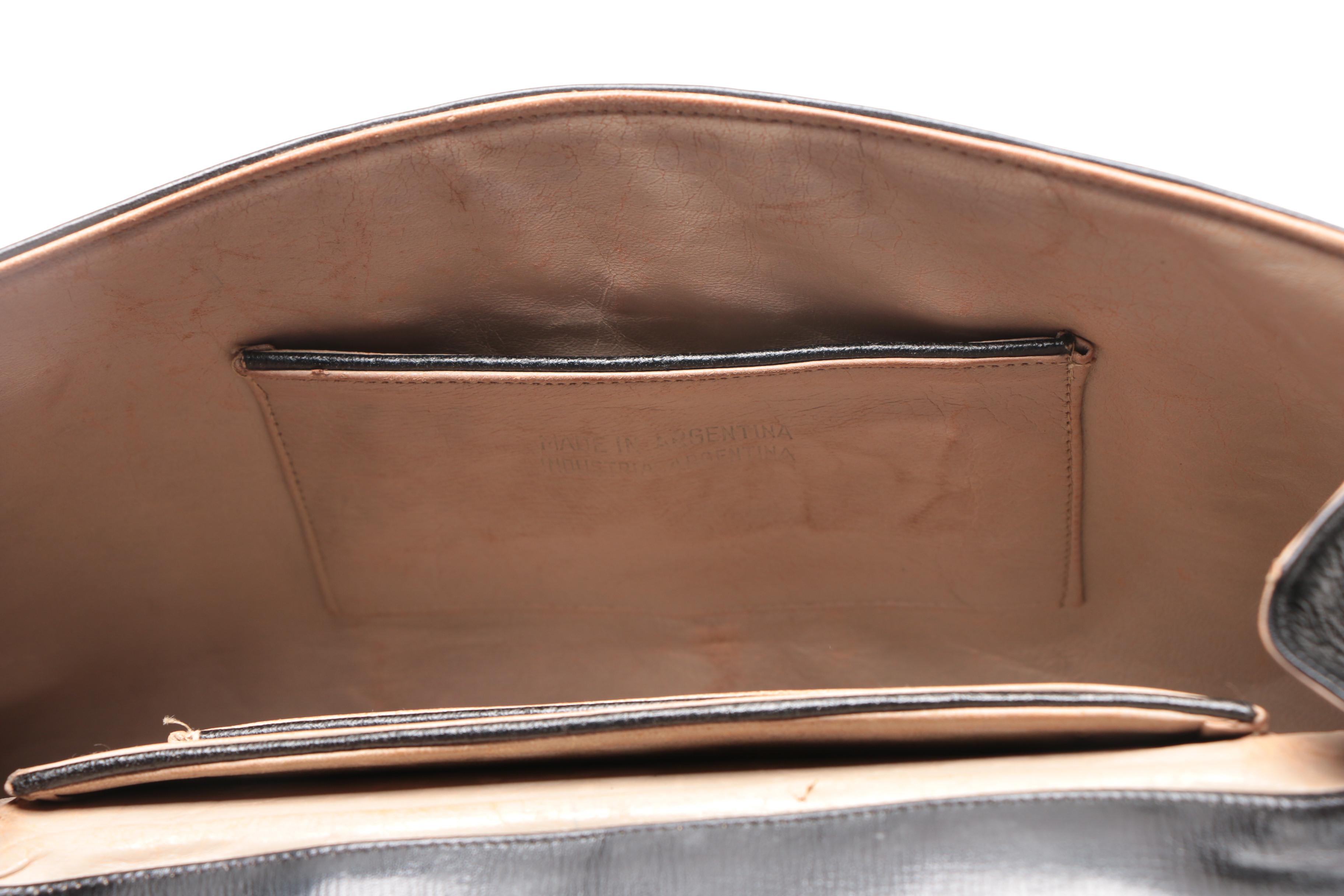 1940's Black Leather Clutch and Carlo Falchi Handbag