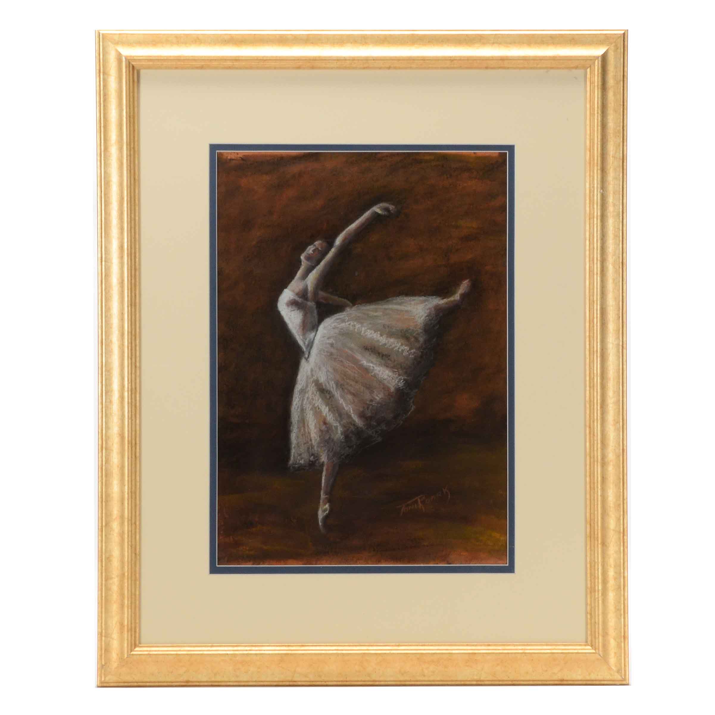 Toni Roark Original Pastel Drawing of Ballerina