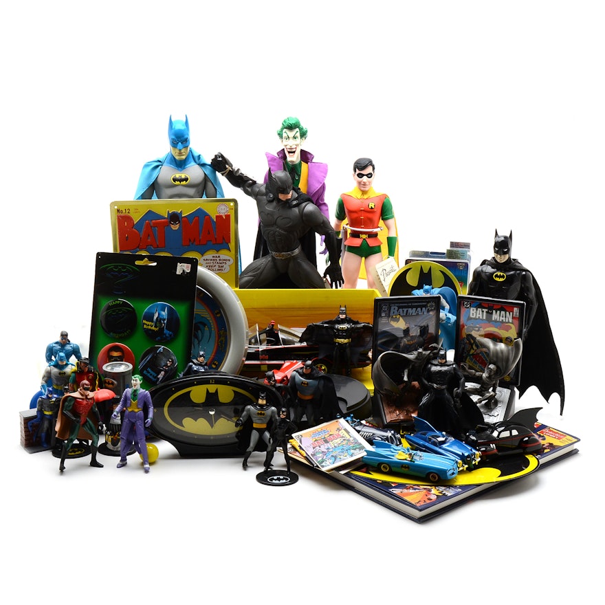 Collection of DC Comic Batman Collectibles and Home Decor