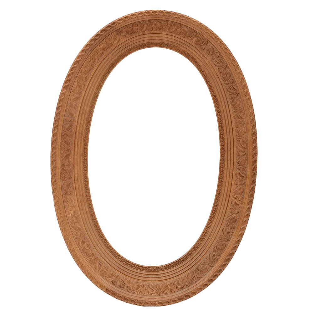 Deeply Carved Wooden Oval Frame