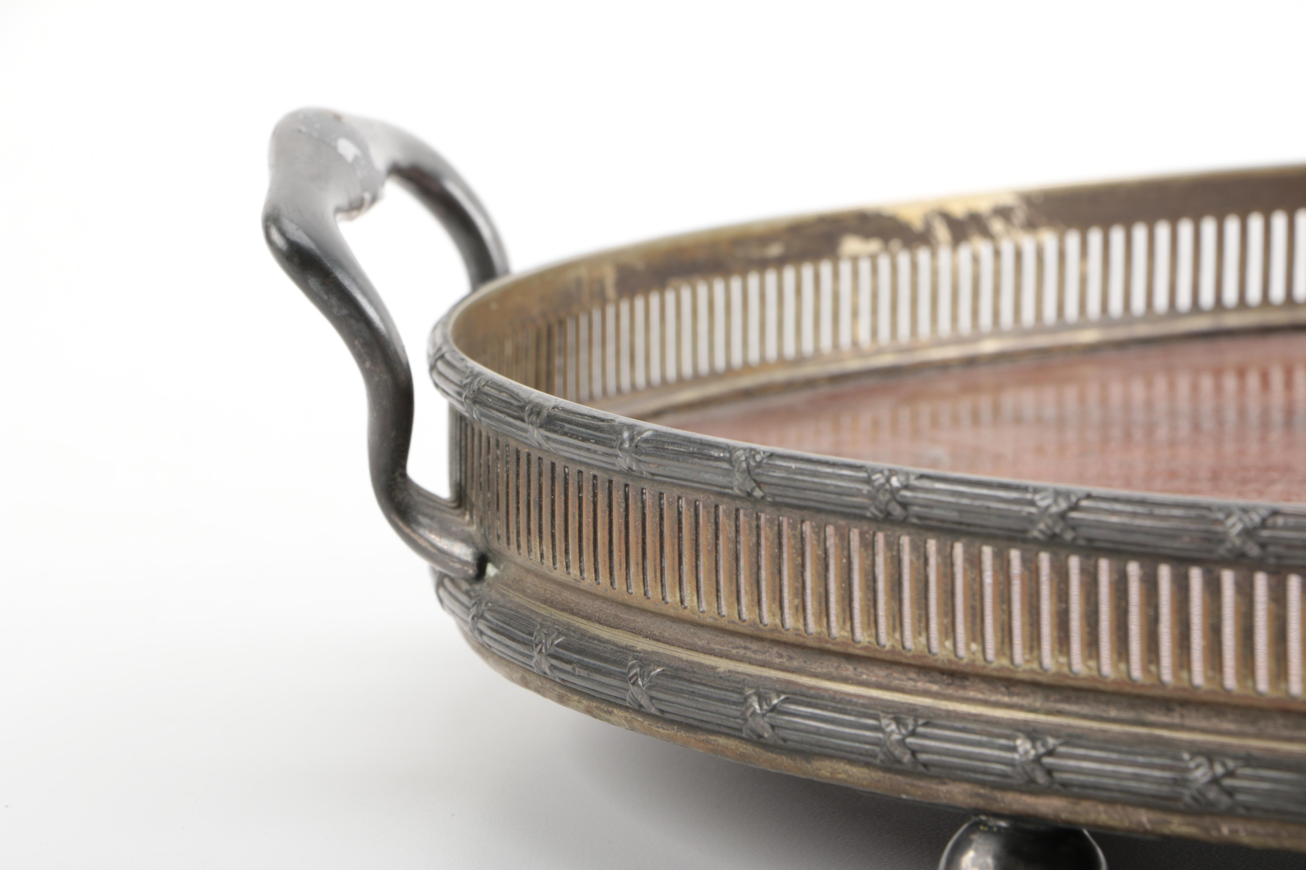 Vintage Pewter and Wooden Serving Tray