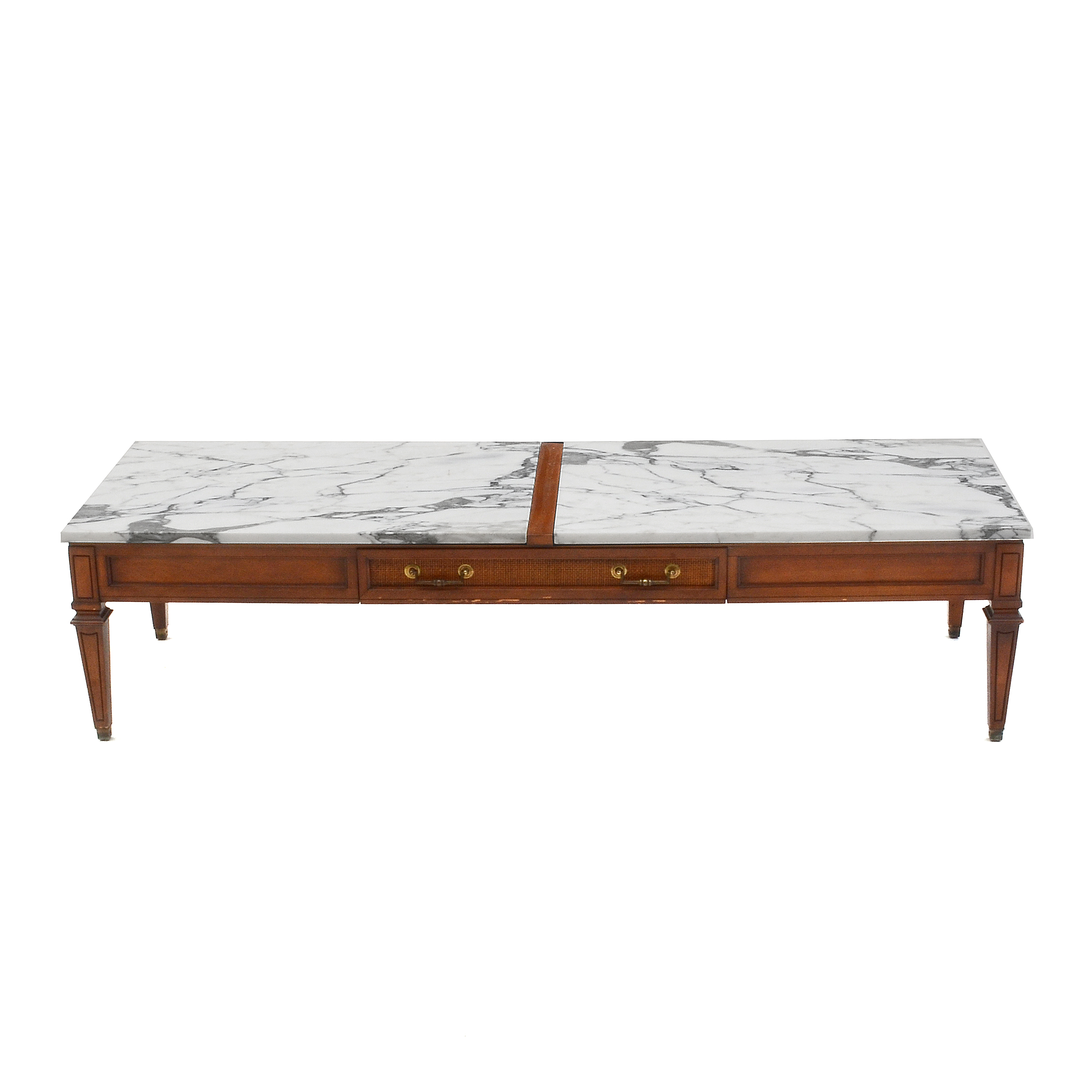 Mid-Century Coffee Table With Elongated Marble Top