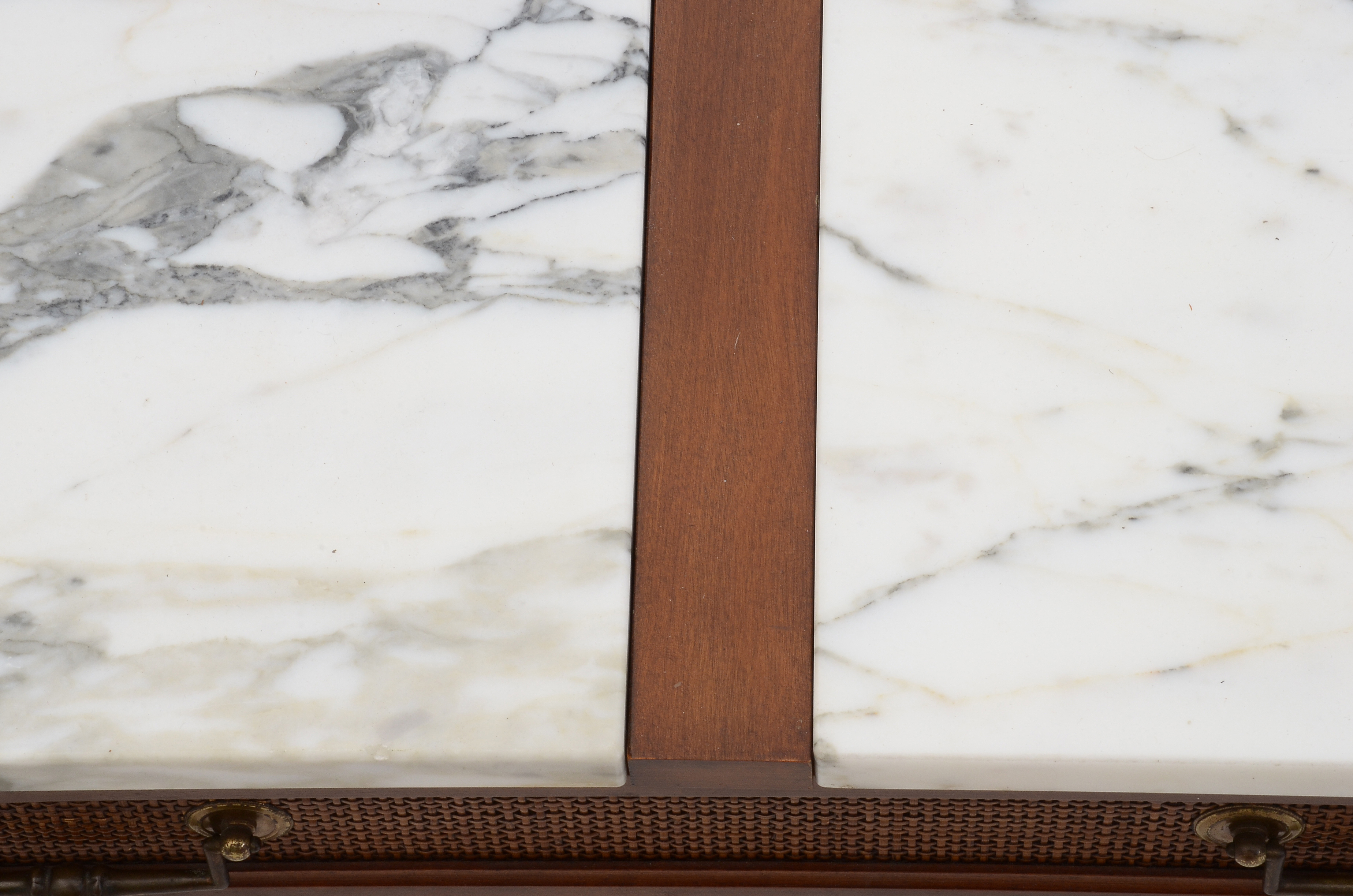 Mid-Century Coffee Table With Elongated Marble Top