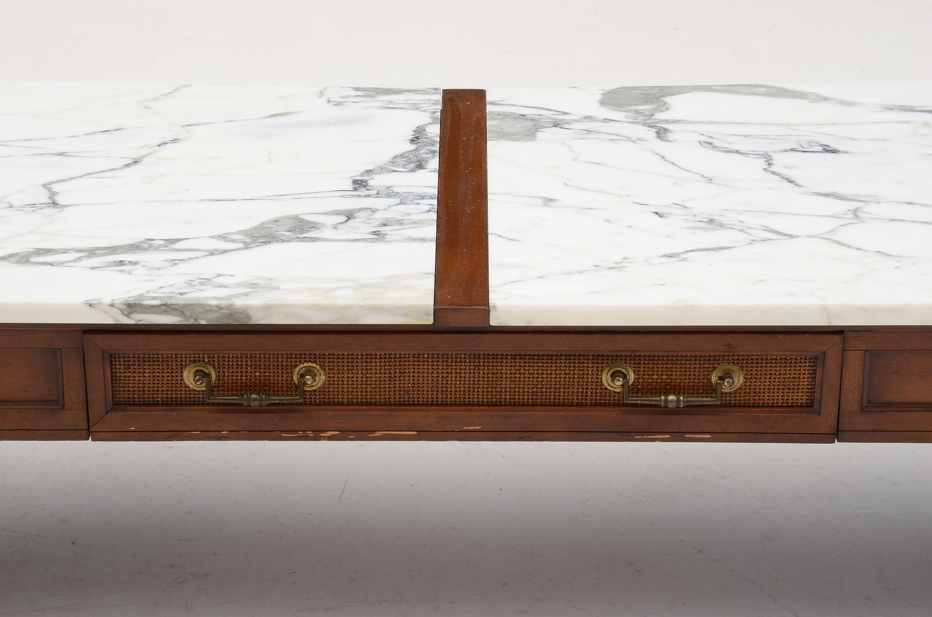 Mid-Century Coffee Table With Elongated Marble Top