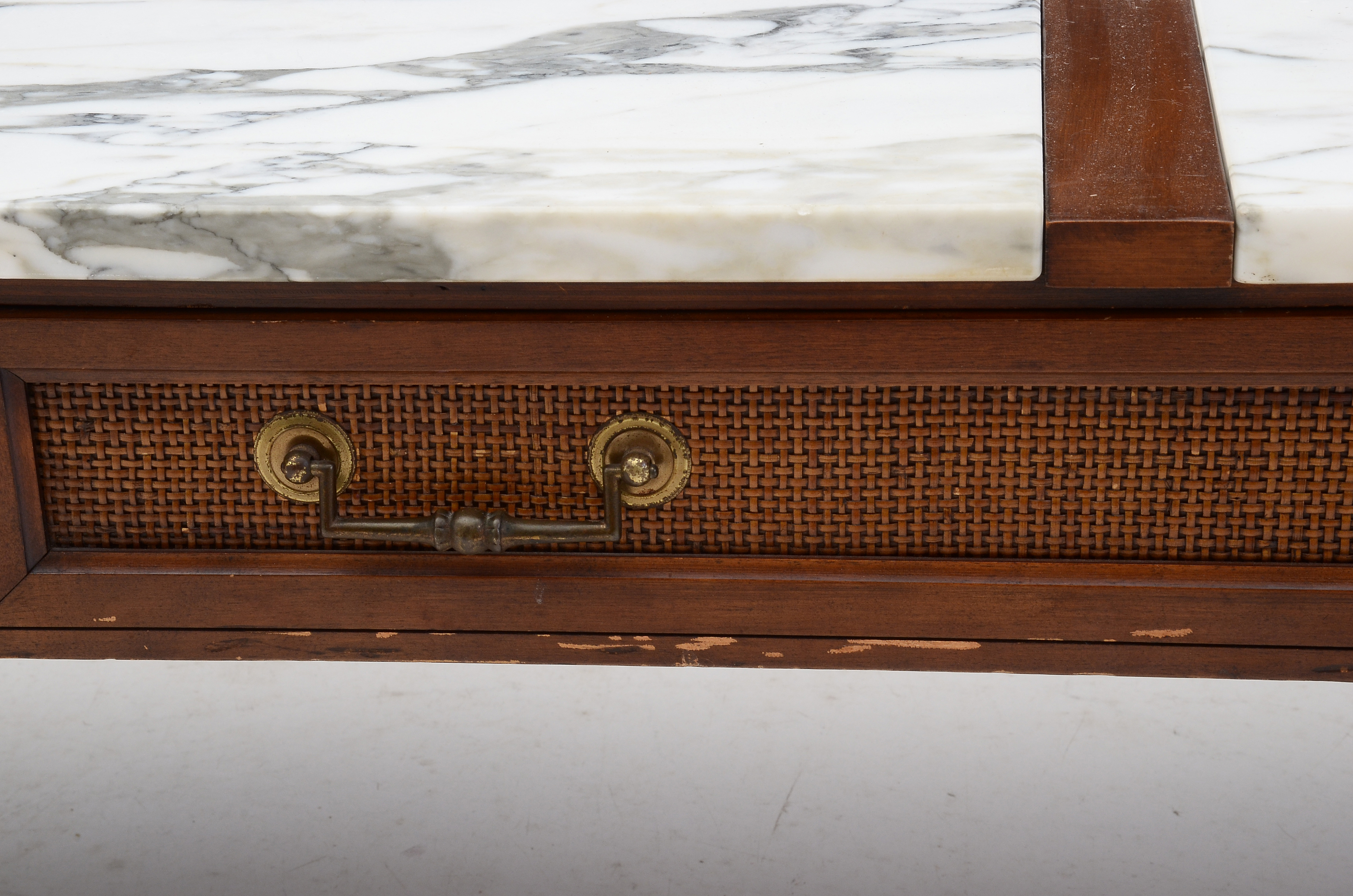 Mid-Century Coffee Table With Elongated Marble Top