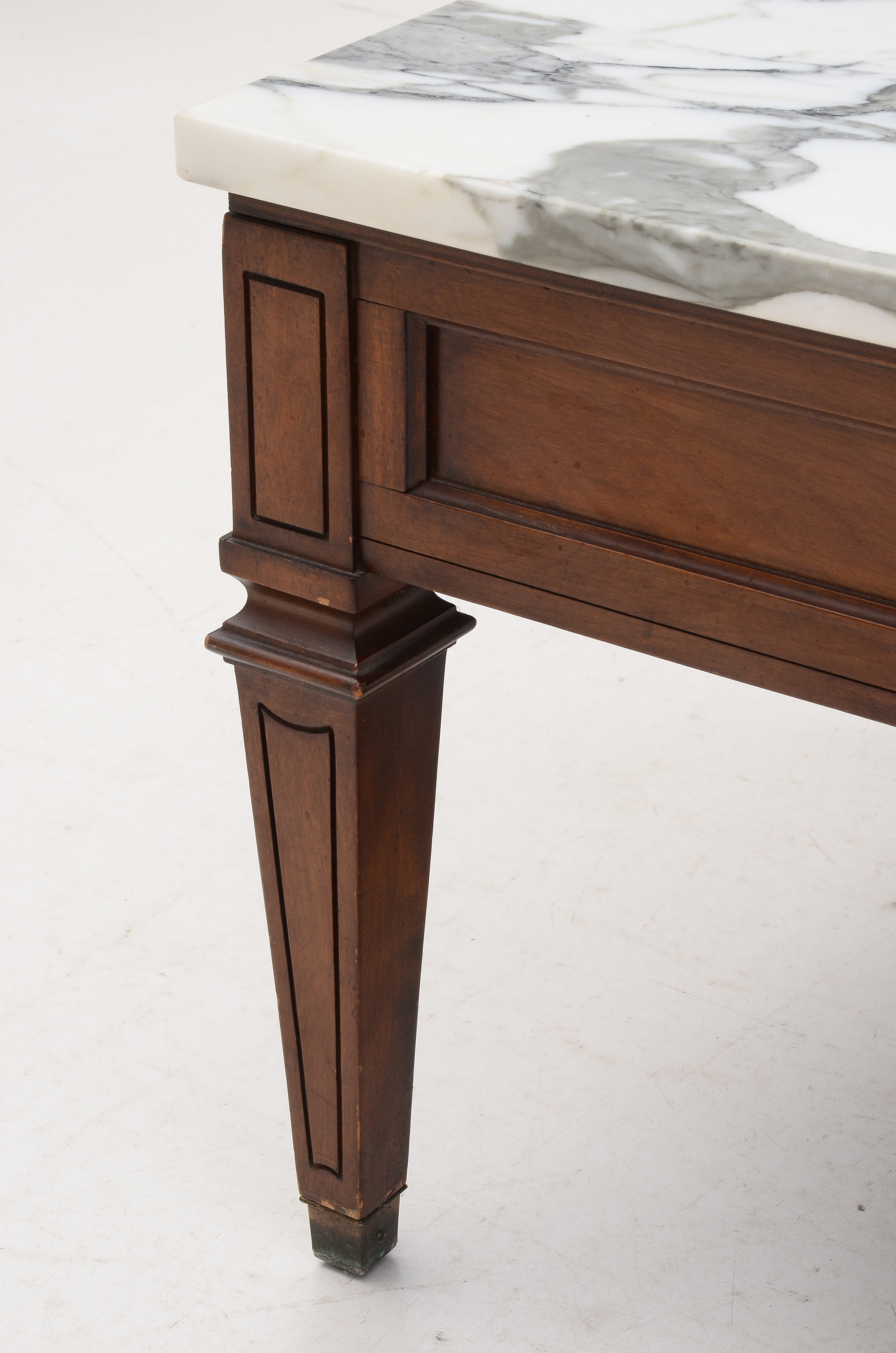Mid-Century Coffee Table With Elongated Marble Top