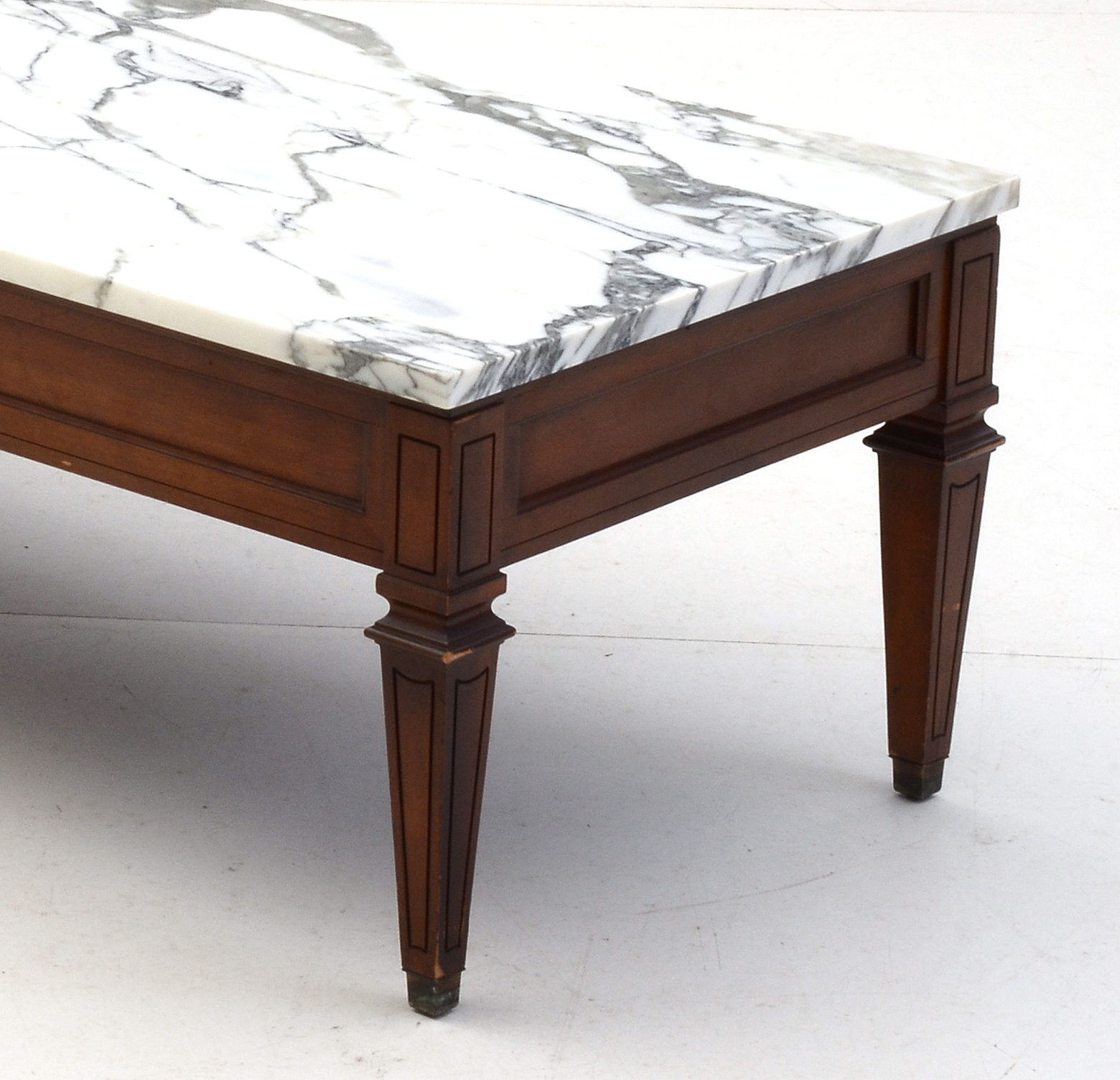 Mid-Century Coffee Table With Elongated Marble Top