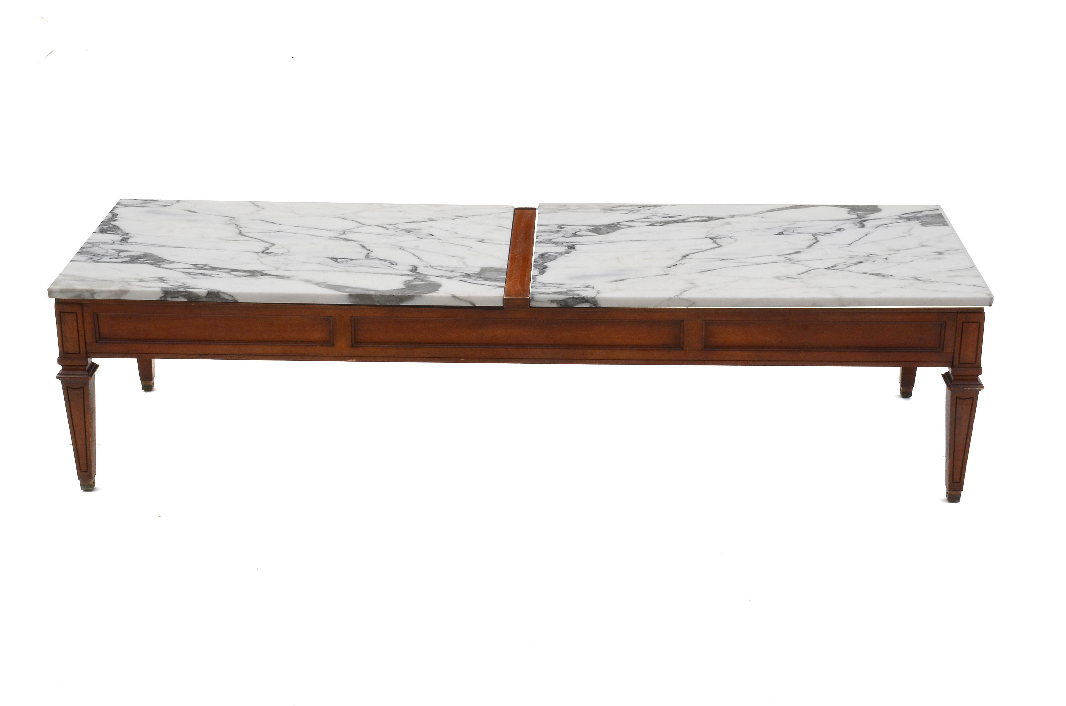 Mid-Century Coffee Table With Elongated Marble Top