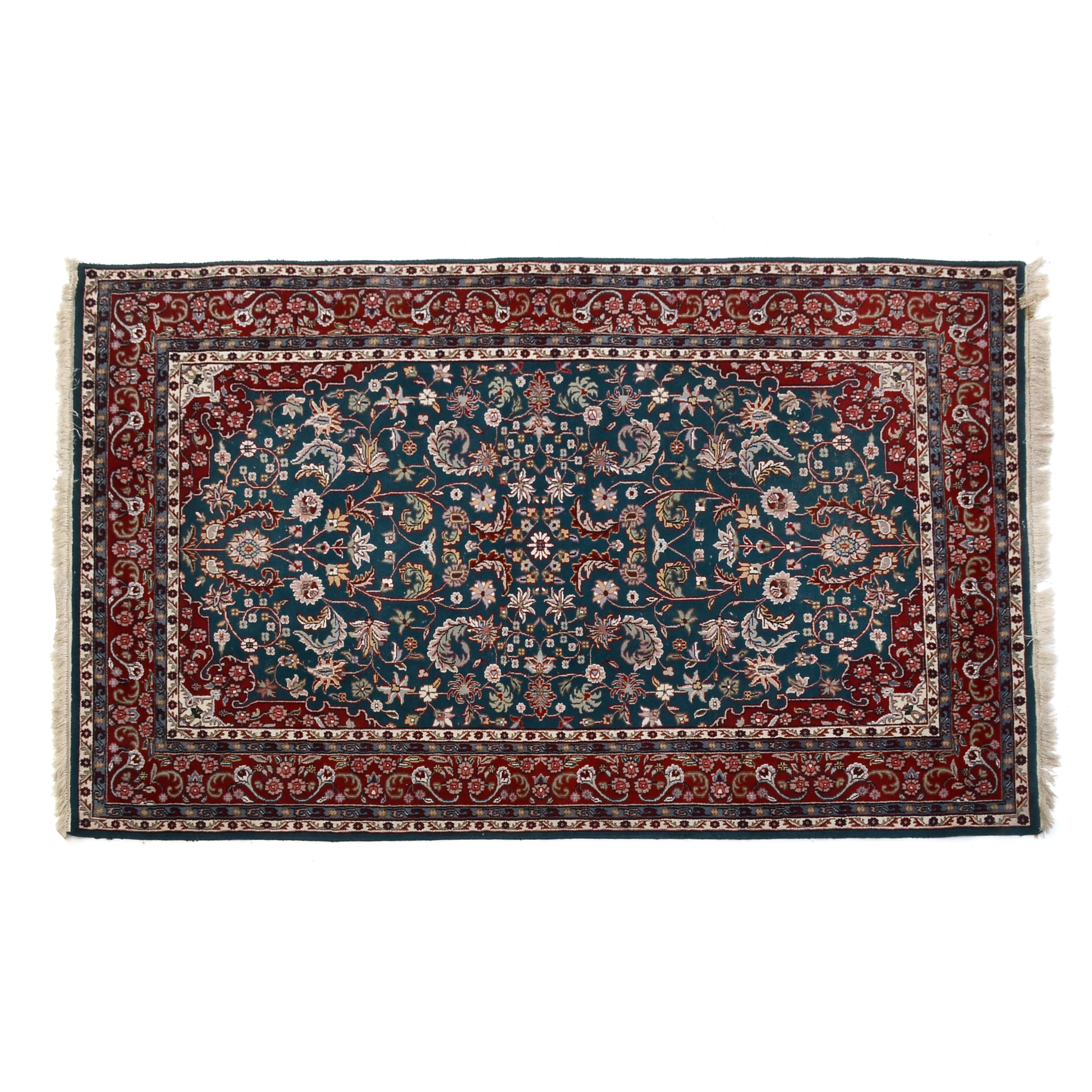 Hand-Knotted Indo-Persian Wool Area Rug