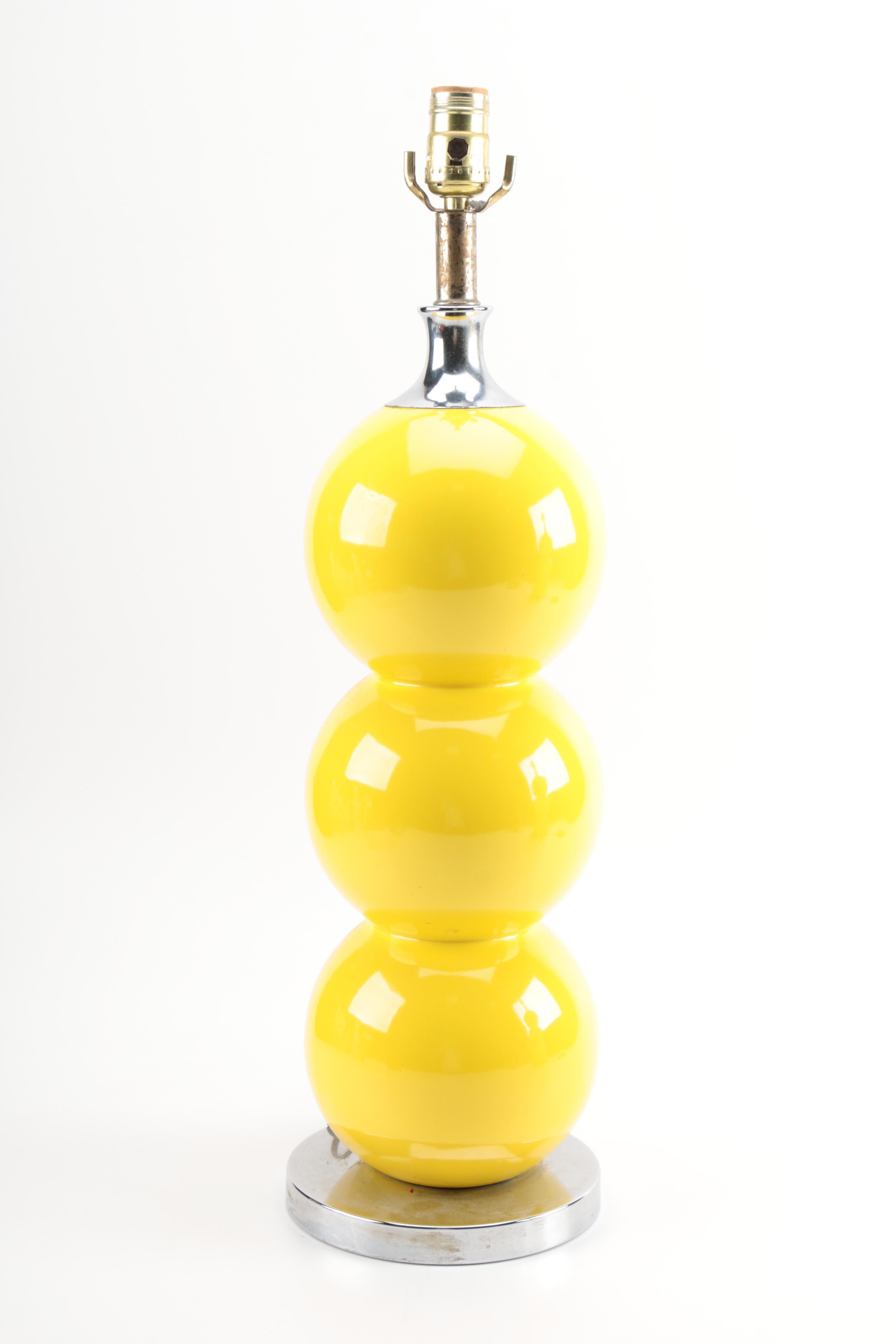 Mid Century Modern Yellow Ball Table Lamps