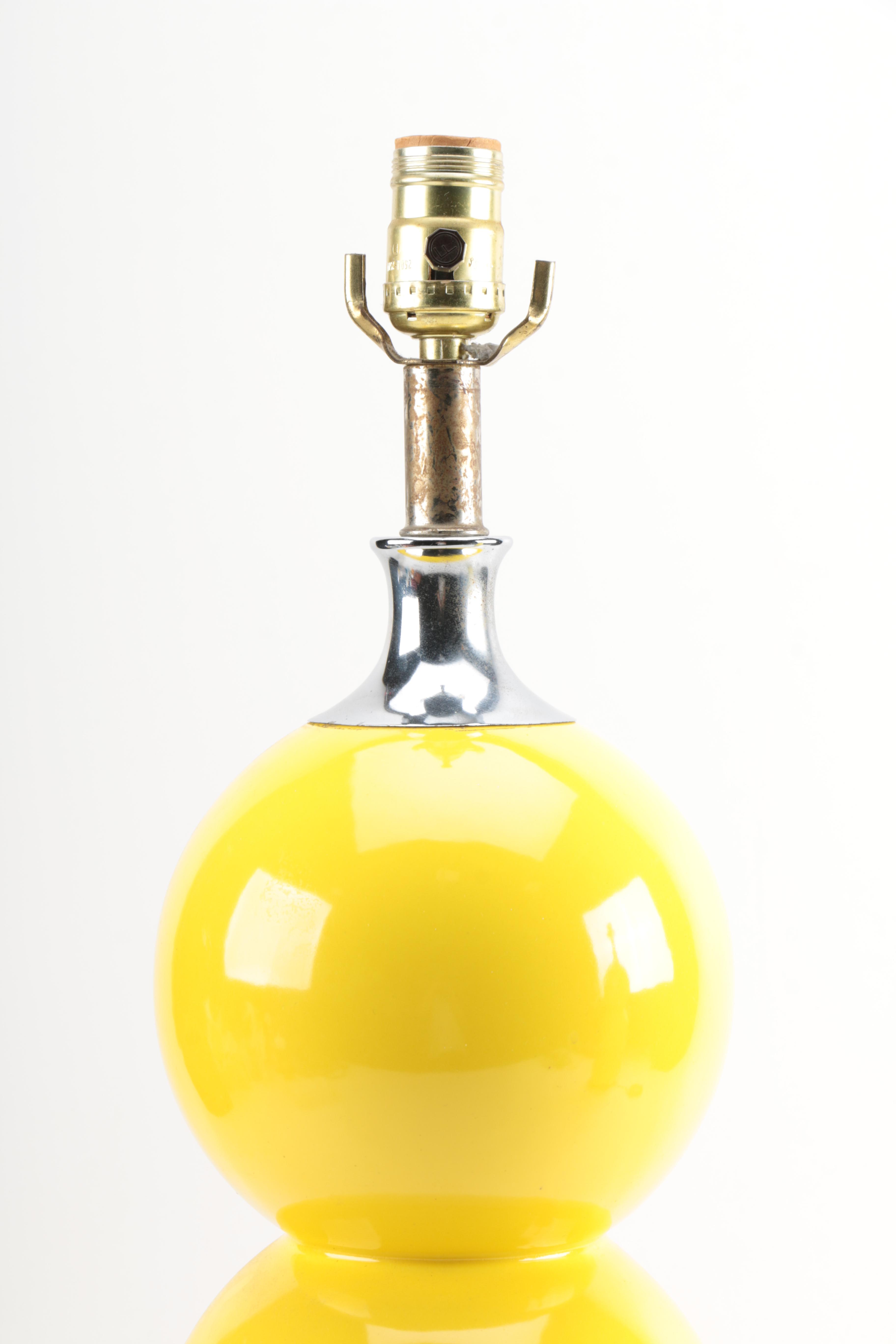 Mid Century Modern Yellow Ball Table Lamps