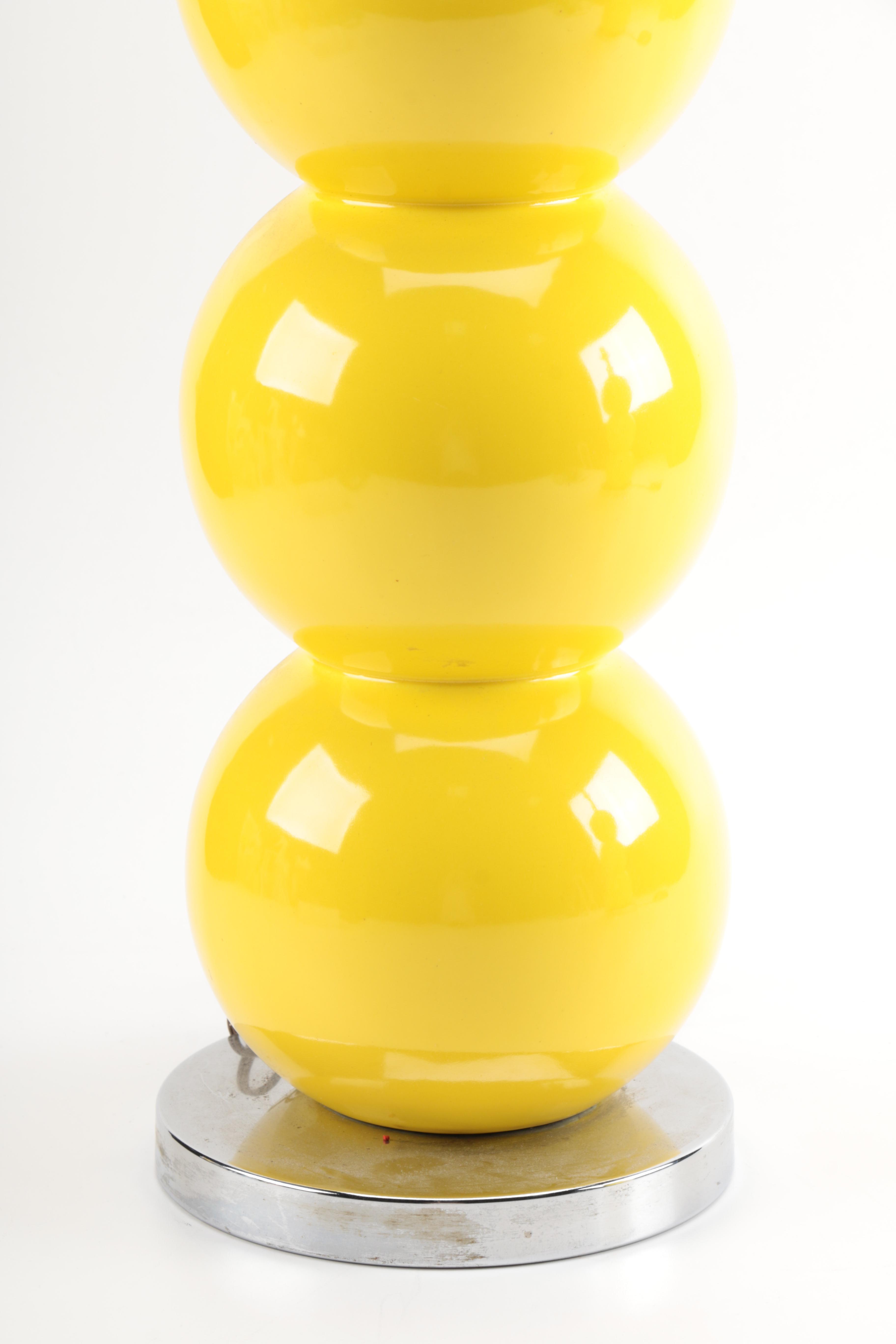 Mid Century Modern Yellow Ball Table Lamps