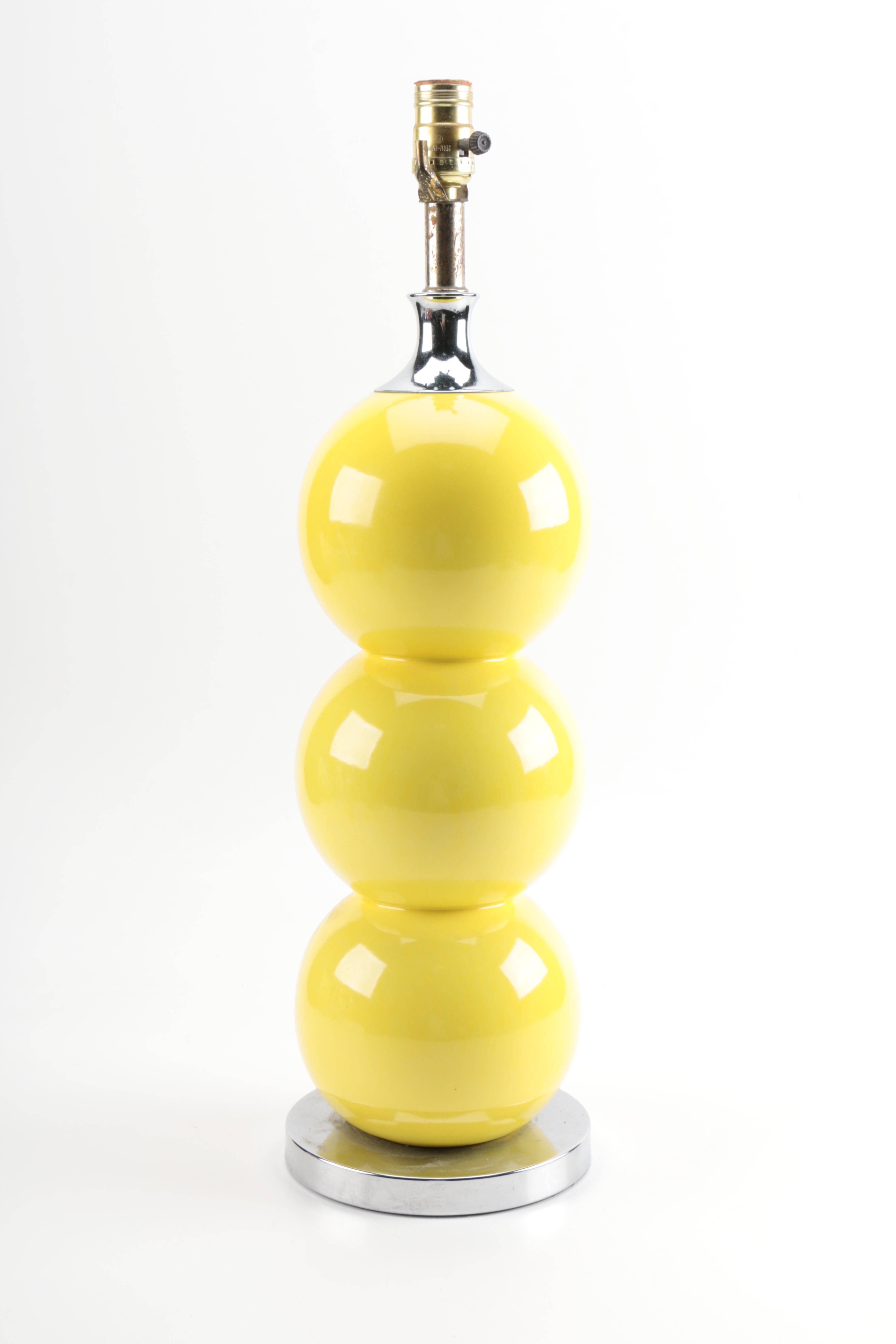 Mid Century Modern Yellow Ball Table Lamps