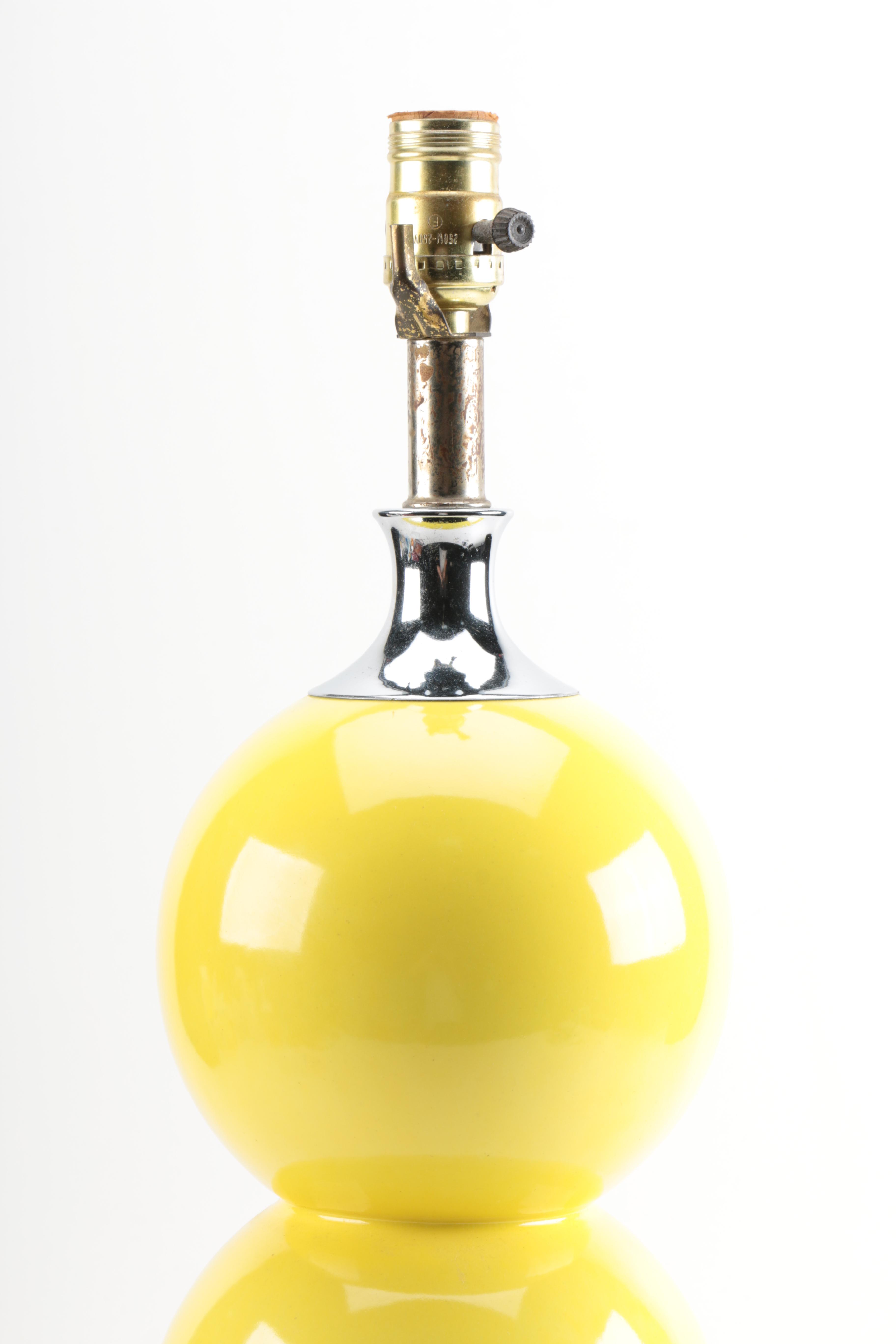 Mid Century Modern Yellow Ball Table Lamps