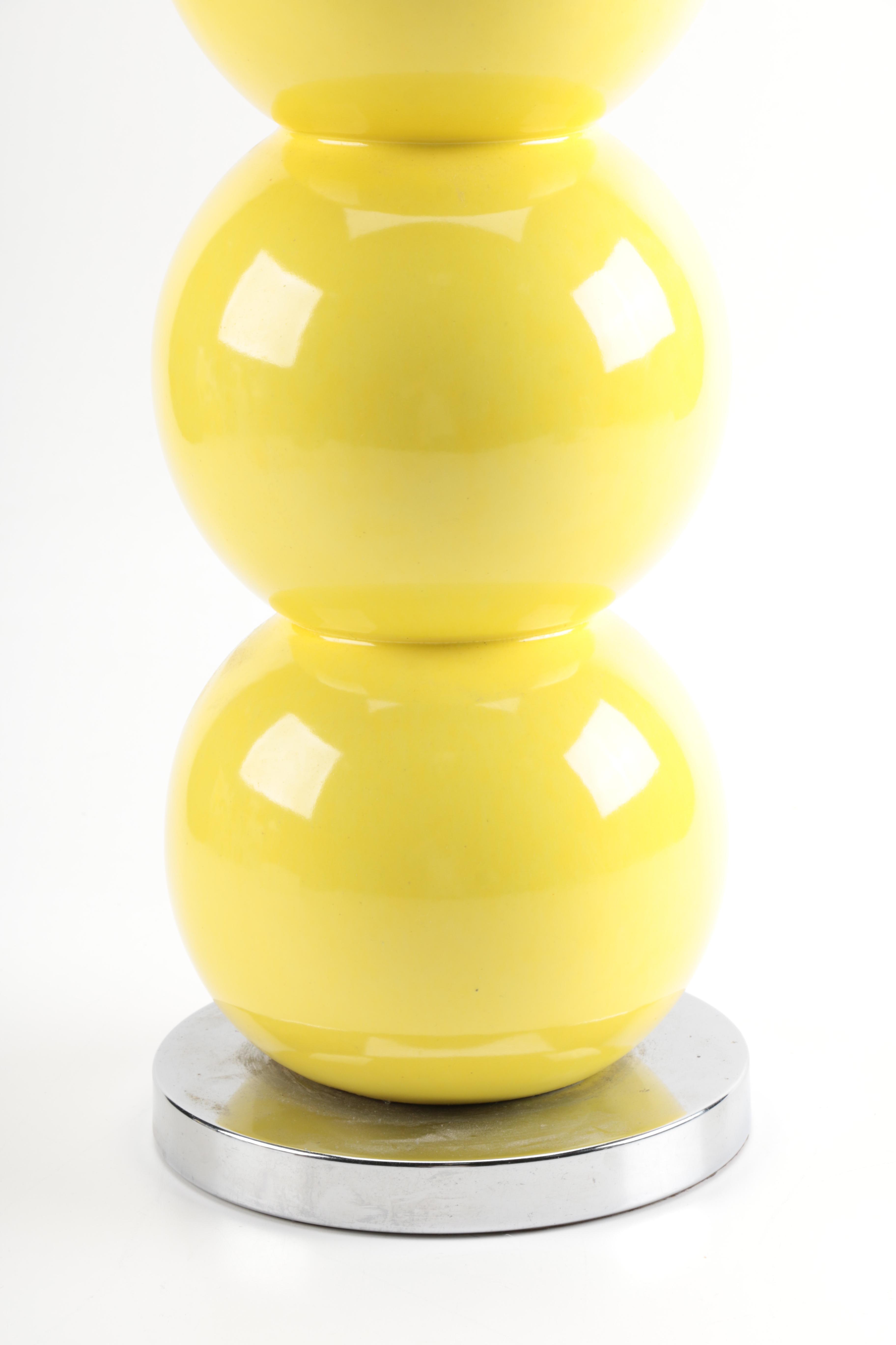 Mid Century Modern Yellow Ball Table Lamps