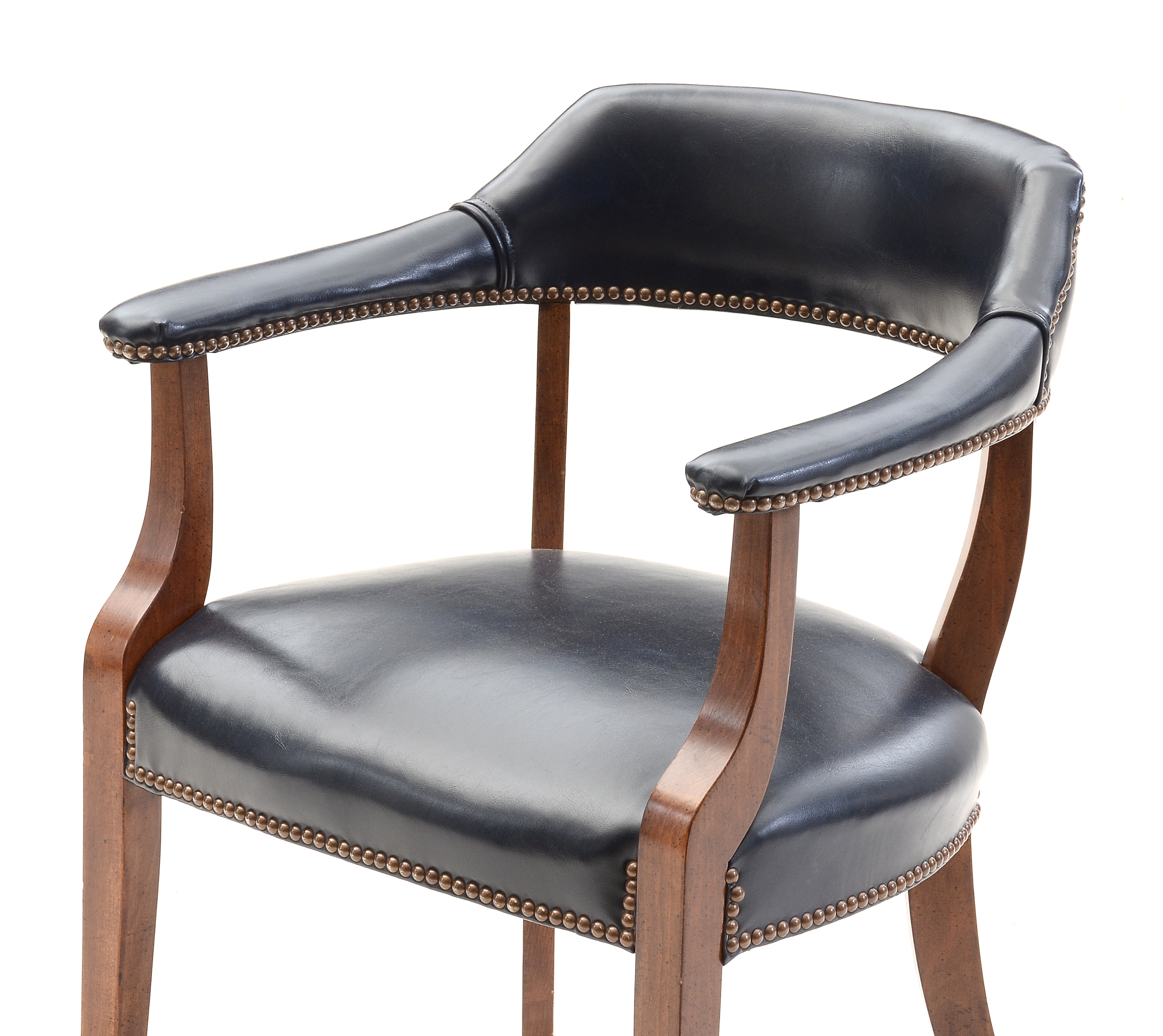 Set of Four Mid-Century Blue Vinyl Upholstered Office Arm Chairs