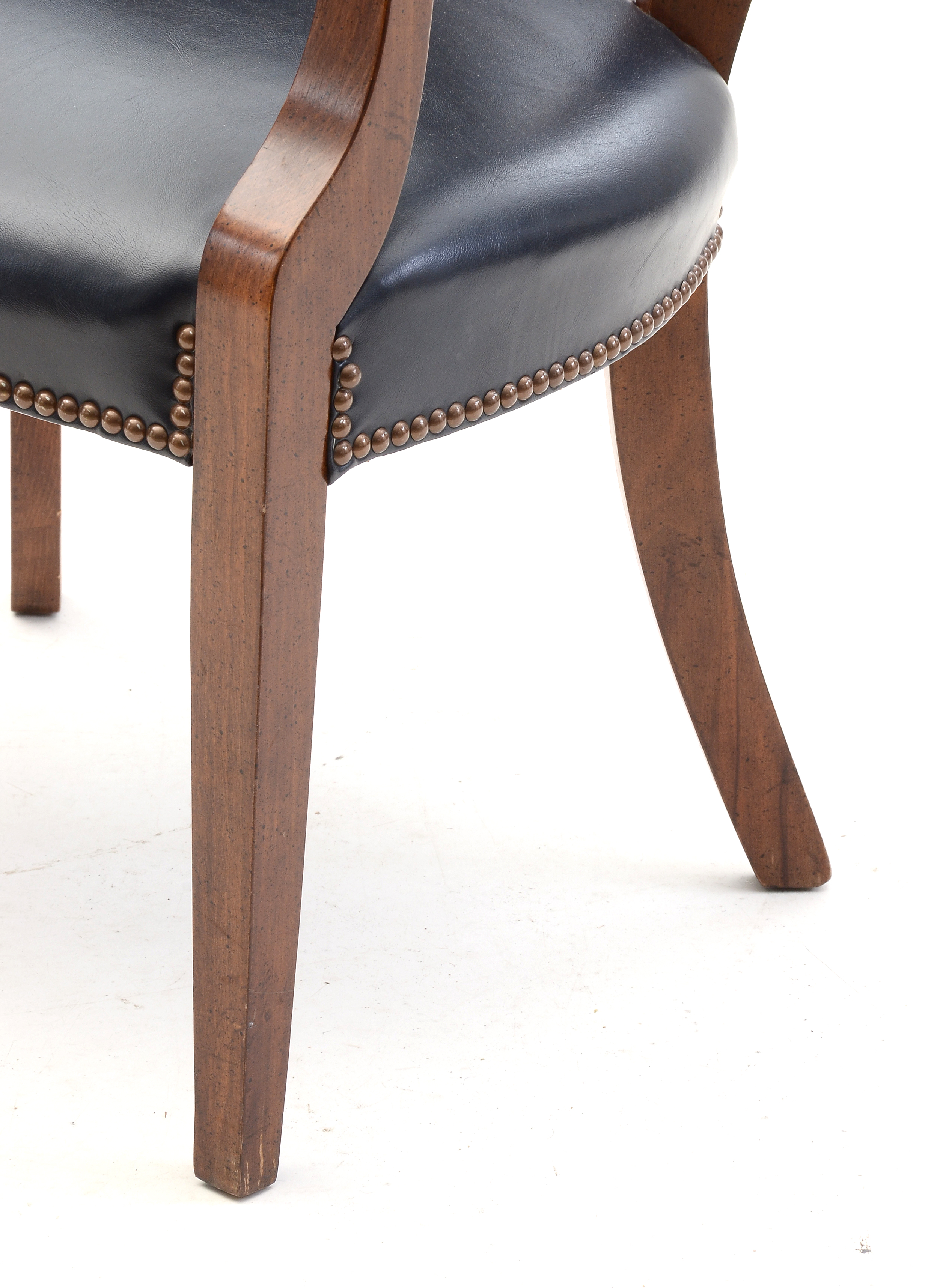 Set of Four Mid-Century Blue Vinyl Upholstered Office Arm Chairs