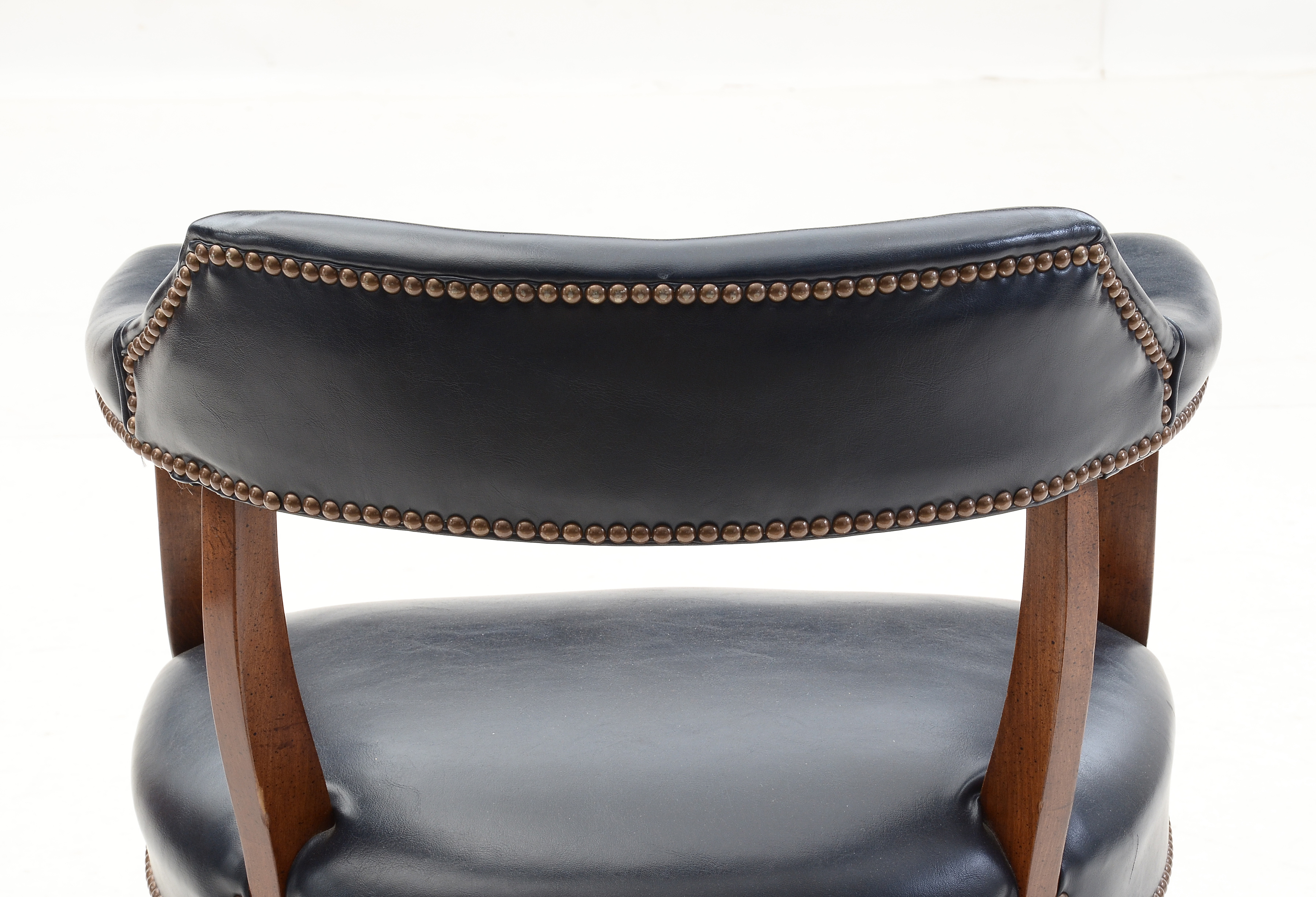 Set of Four Mid-Century Blue Vinyl Upholstered Office Arm Chairs