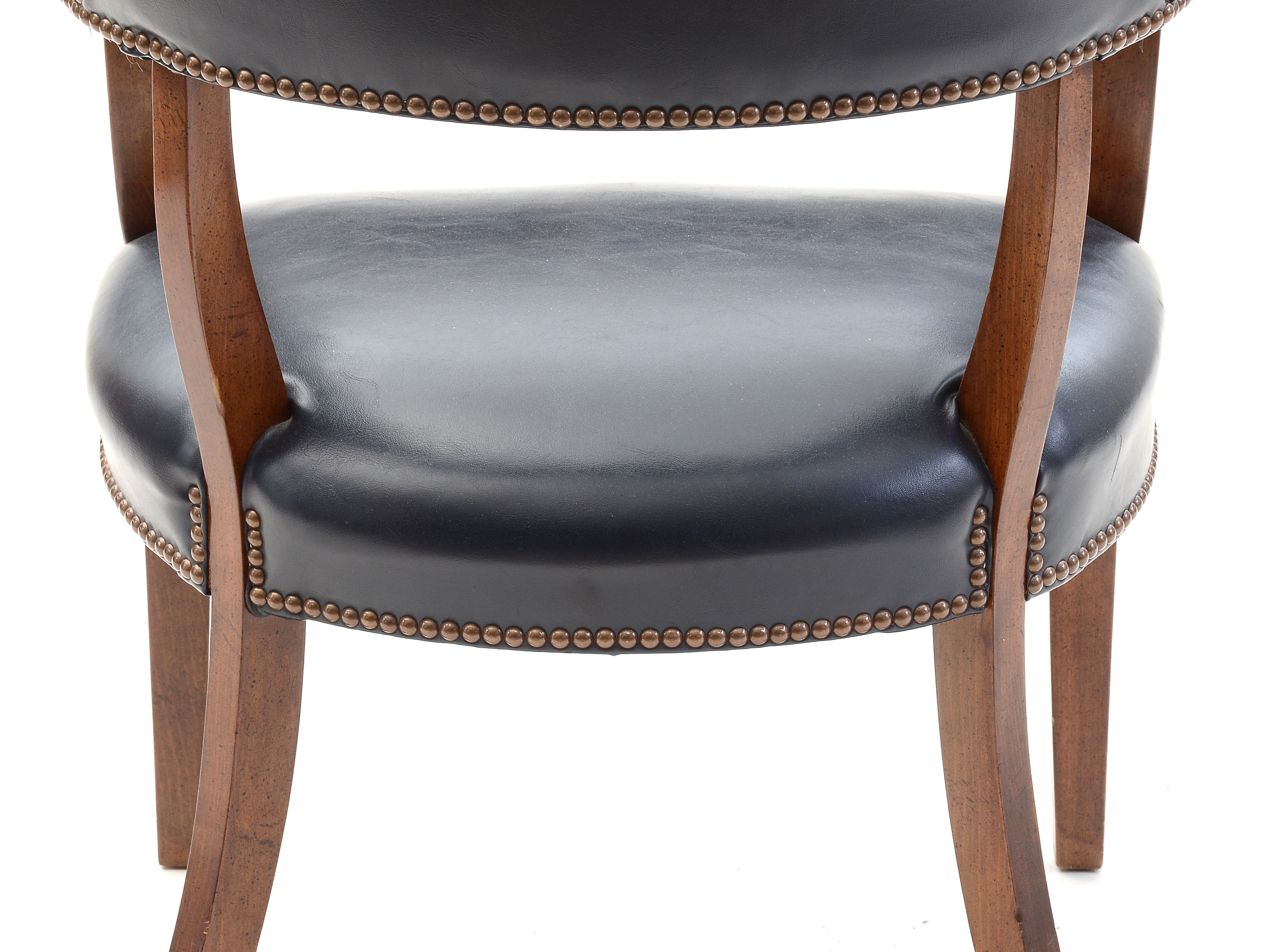 Set of Four Mid-Century Blue Vinyl Upholstered Office Arm Chairs