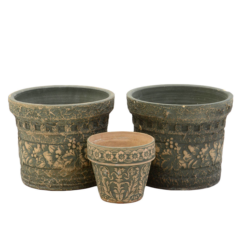 Brush Ware Style Earthenware Pots