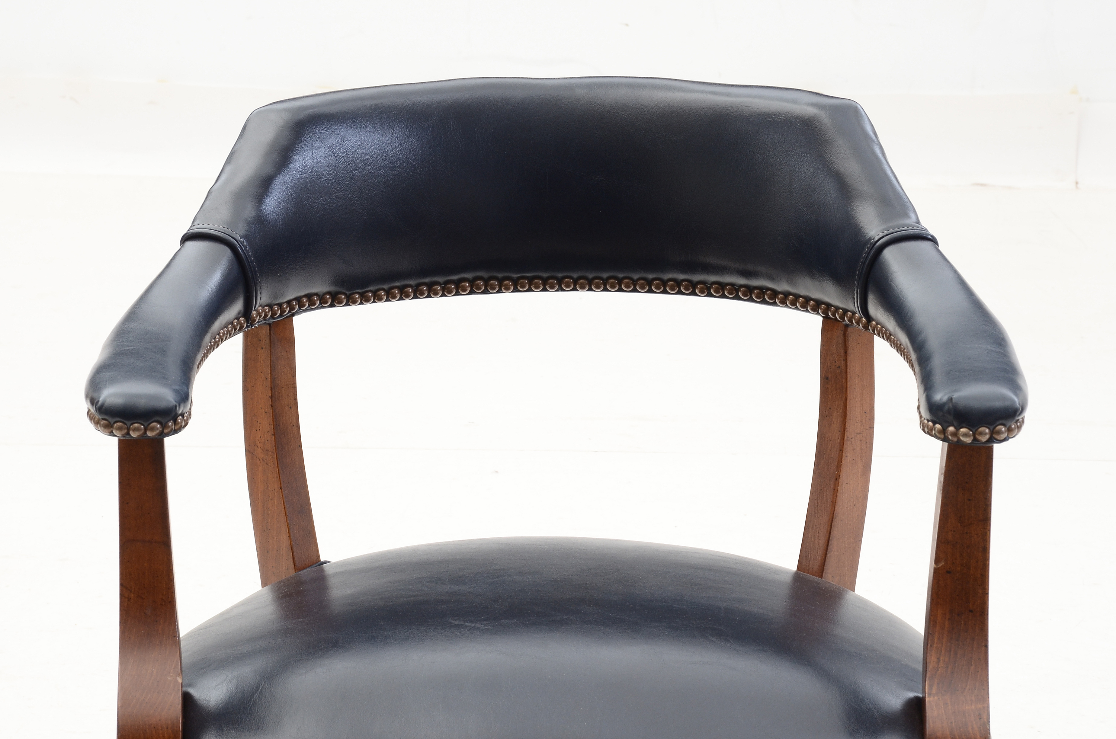 Pair of Mid-Century Blue Vinyl Upholstered Office Arm Chairs