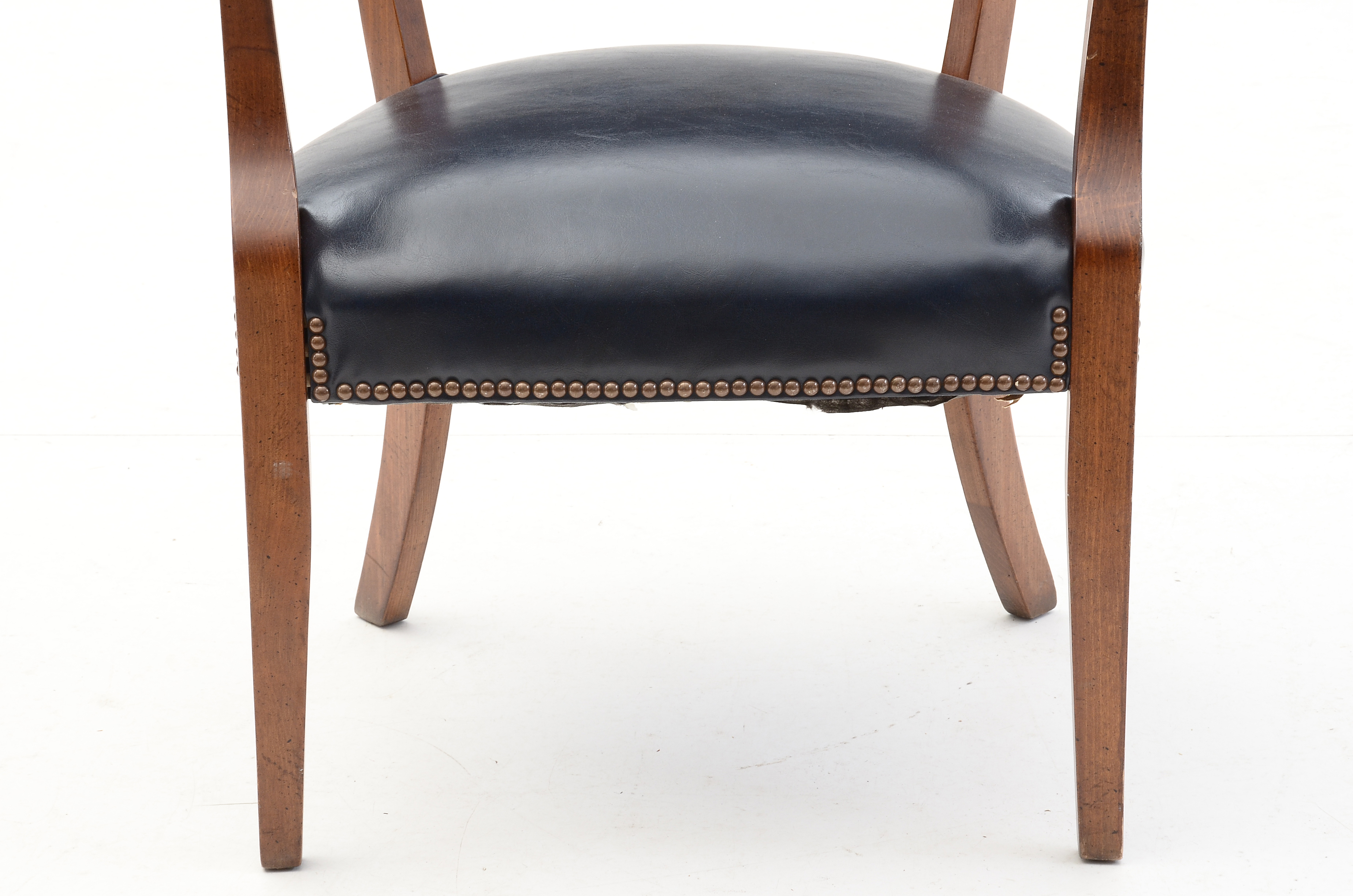 Pair of Mid-Century Blue Vinyl Upholstered Office Arm Chairs