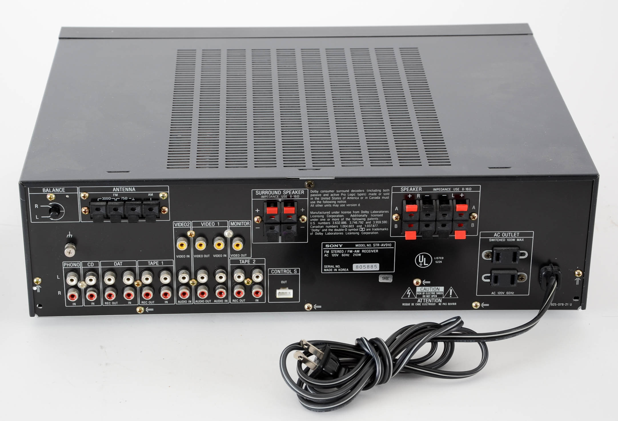 Sony STR-AV910 Audio/Video Control Center