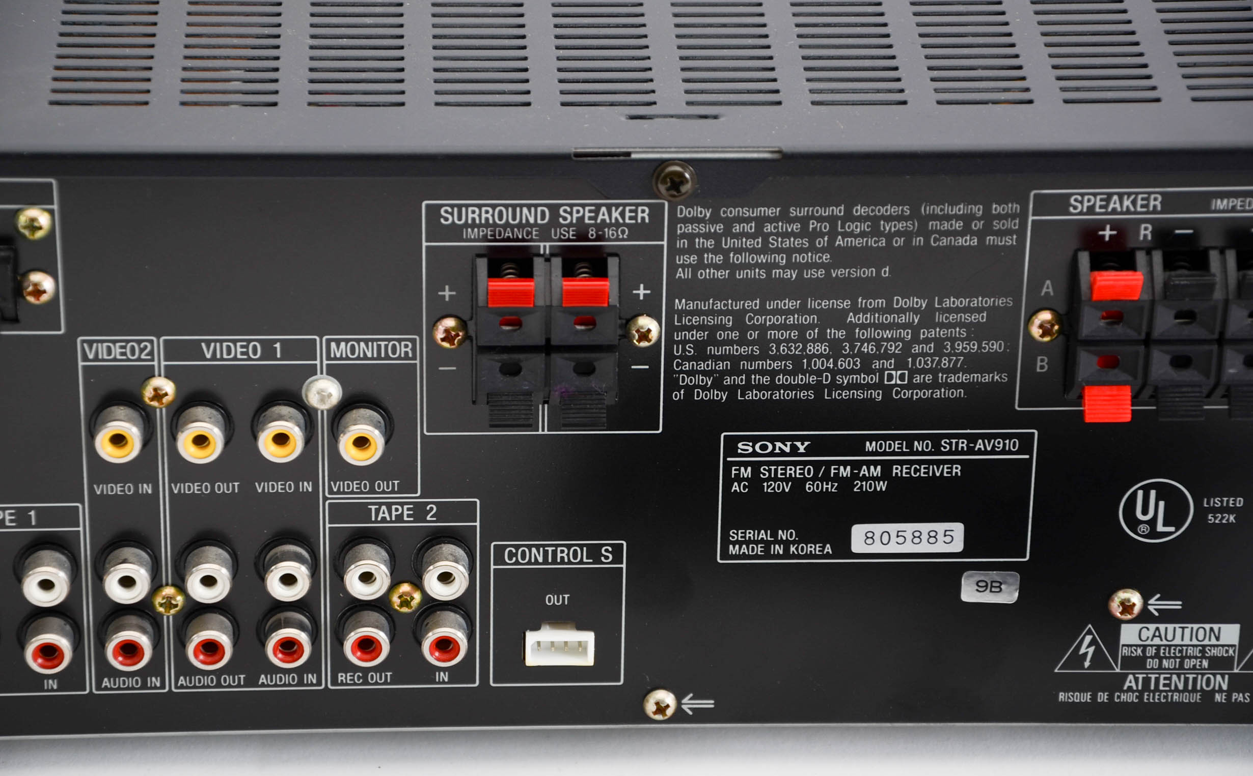 Sony STR-AV910 Audio/Video Control Center