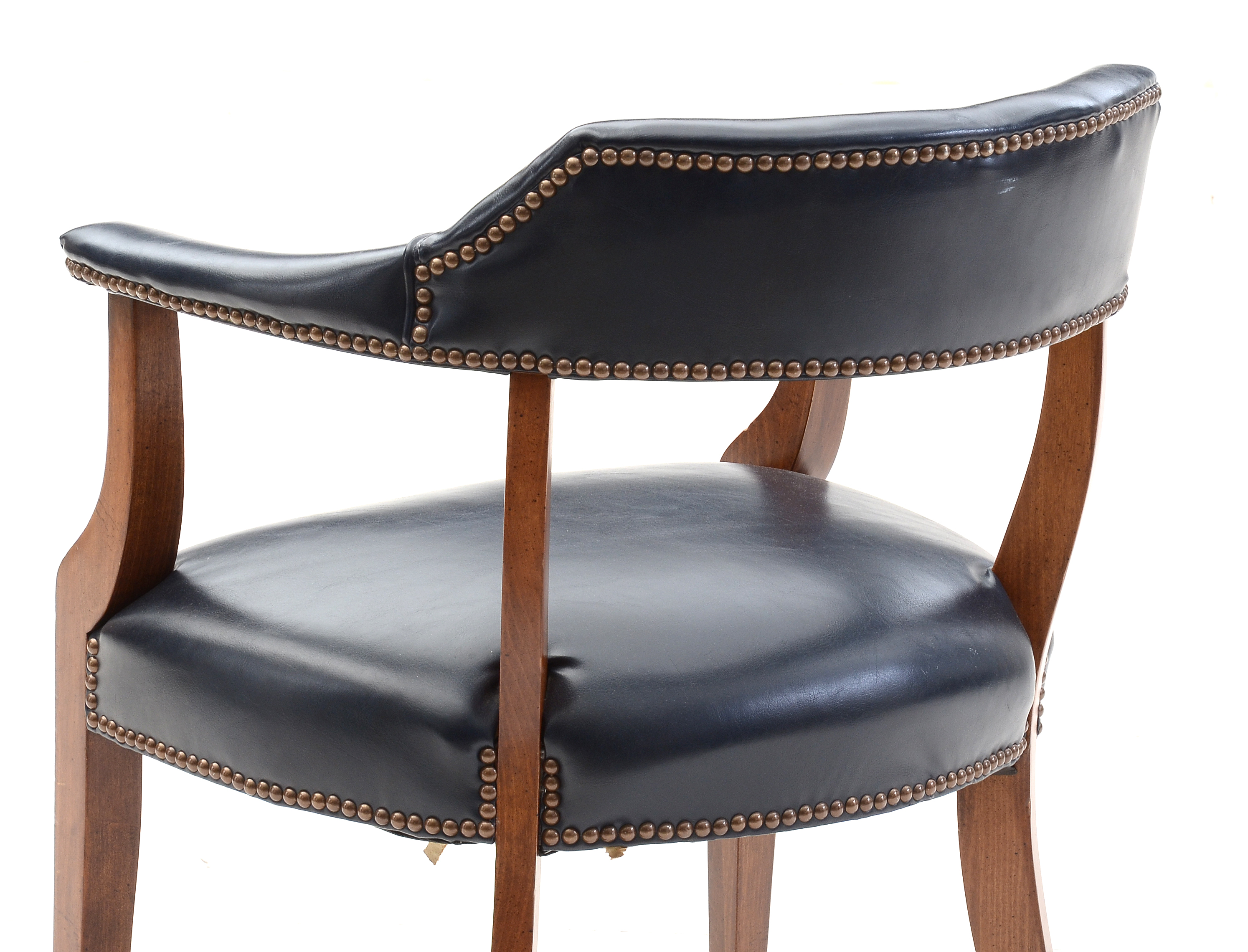 Pair of Mid-Century Blue Vinyl Upholstered Office Arm Chairs