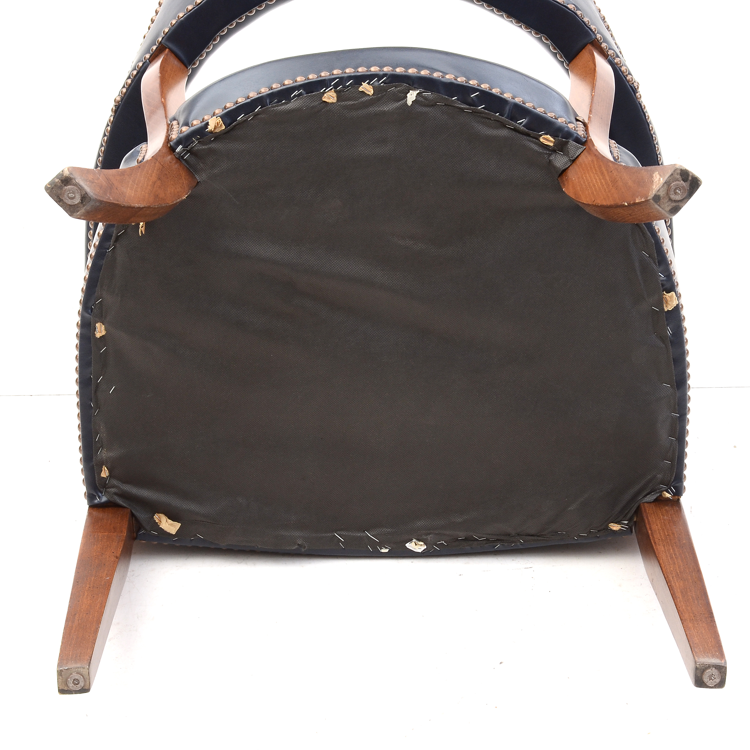 Pair of Mid-Century Blue Vinyl Upholstered Office Arm Chairs