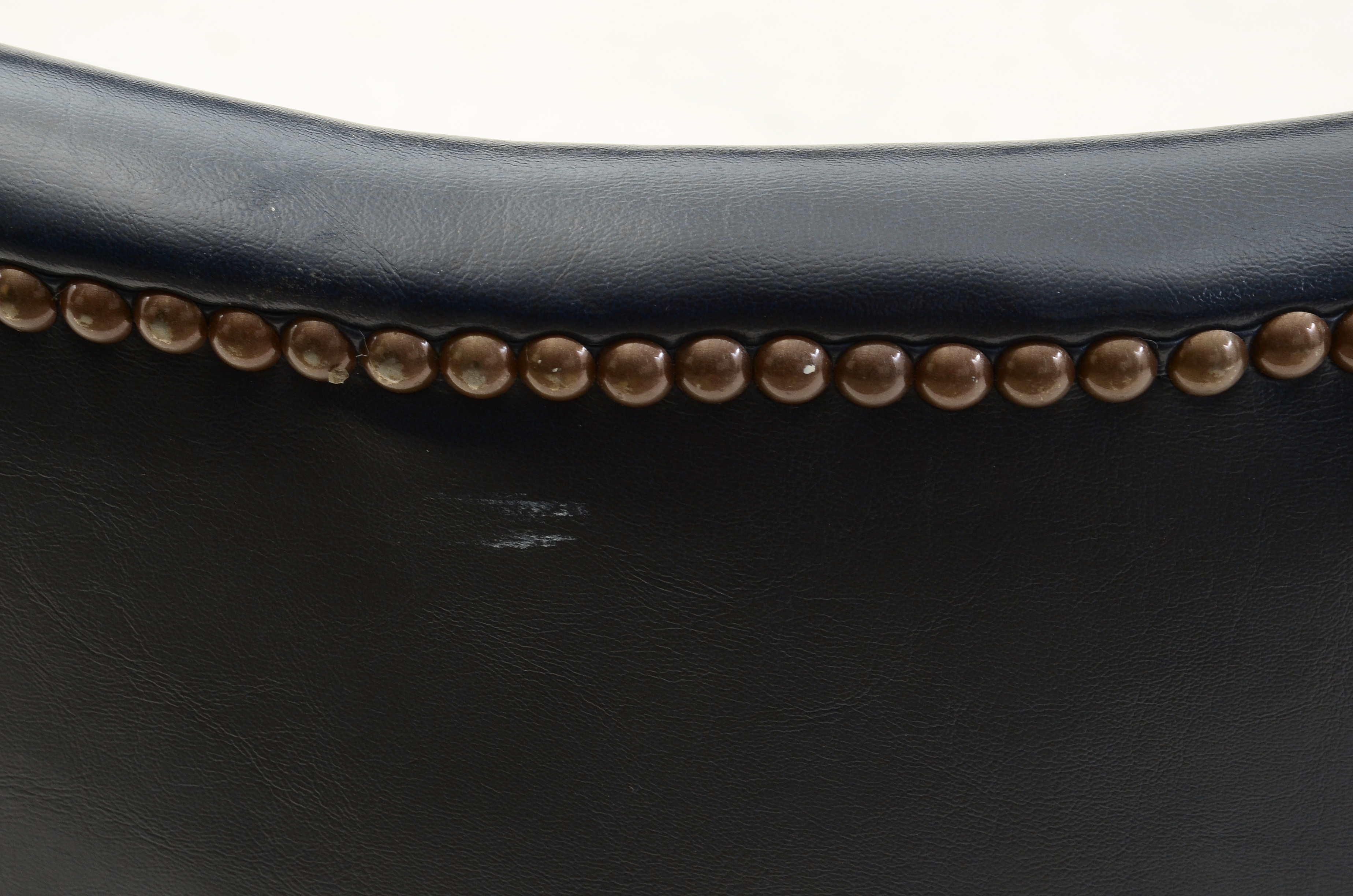 Pair of Mid-Century Blue Vinyl Upholstered Office Arm Chairs