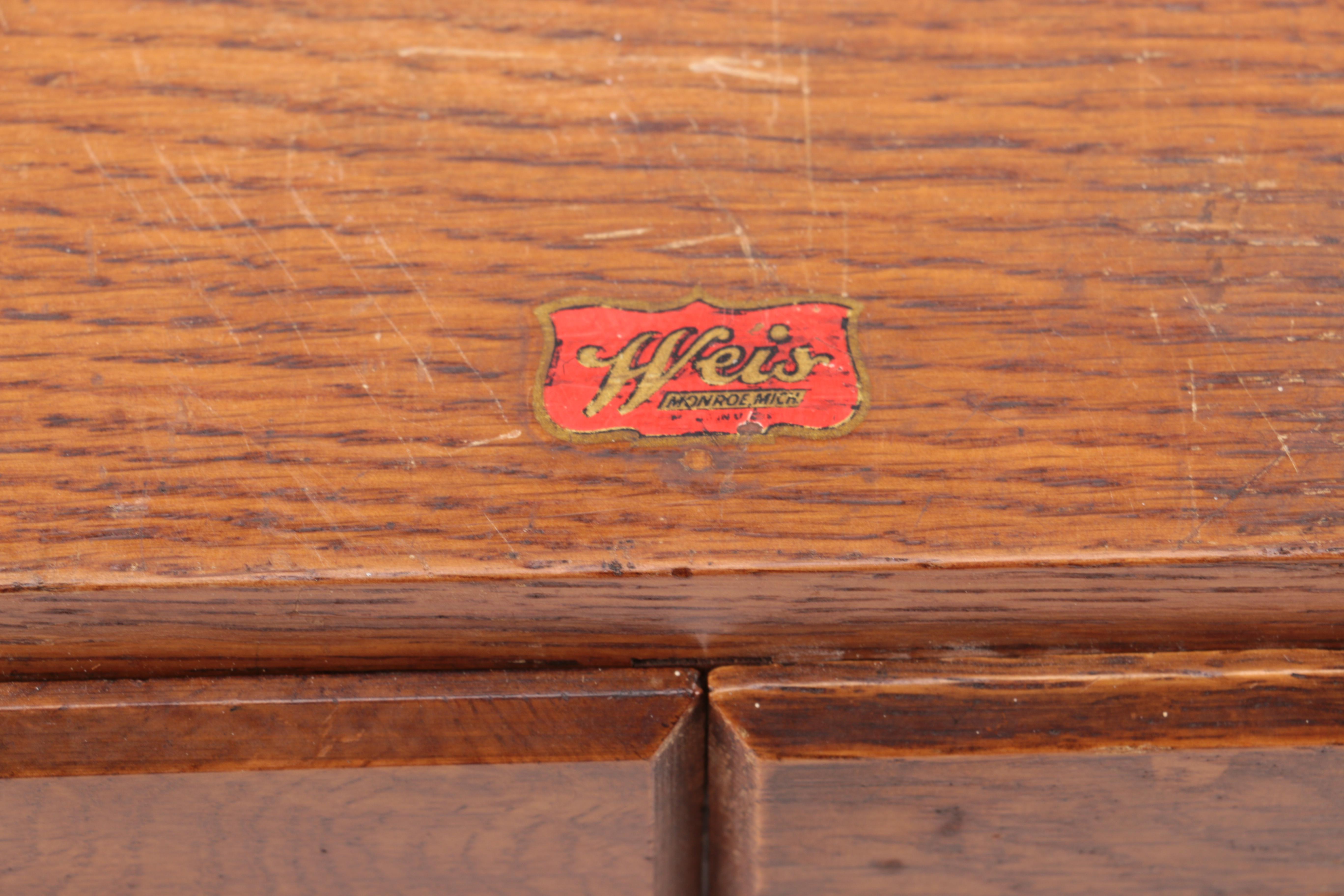 Vintage Oak Two-Drawer Index Card File by Weis